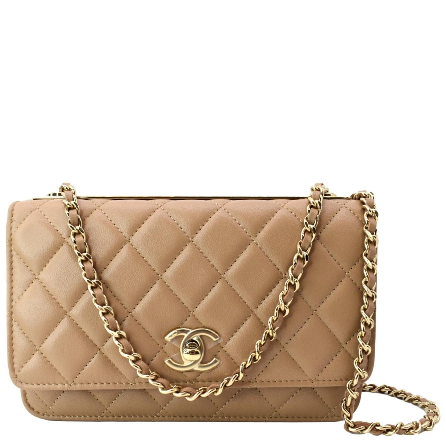 Chanel Trendy CC On Leather Lambskin Brown Wallet Case