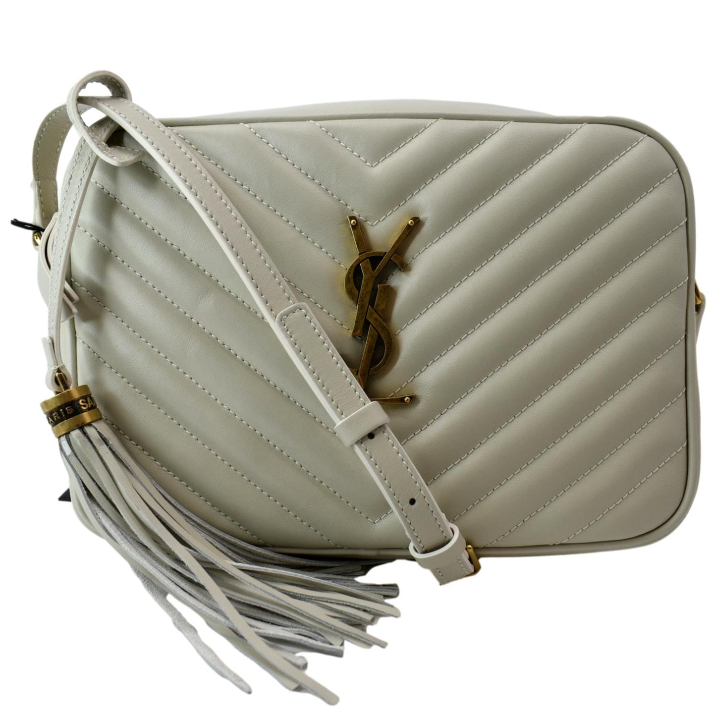 YSL Saint Laurent Yves Lou Camera Bag Leather Matelasse White Crossbody Bag