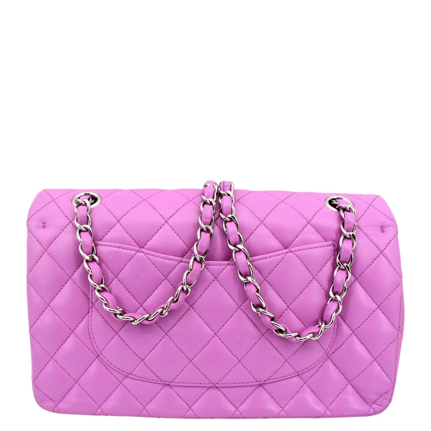 Chanel Classic Double Flap Quilted Neon Leather Pink Travel Bag