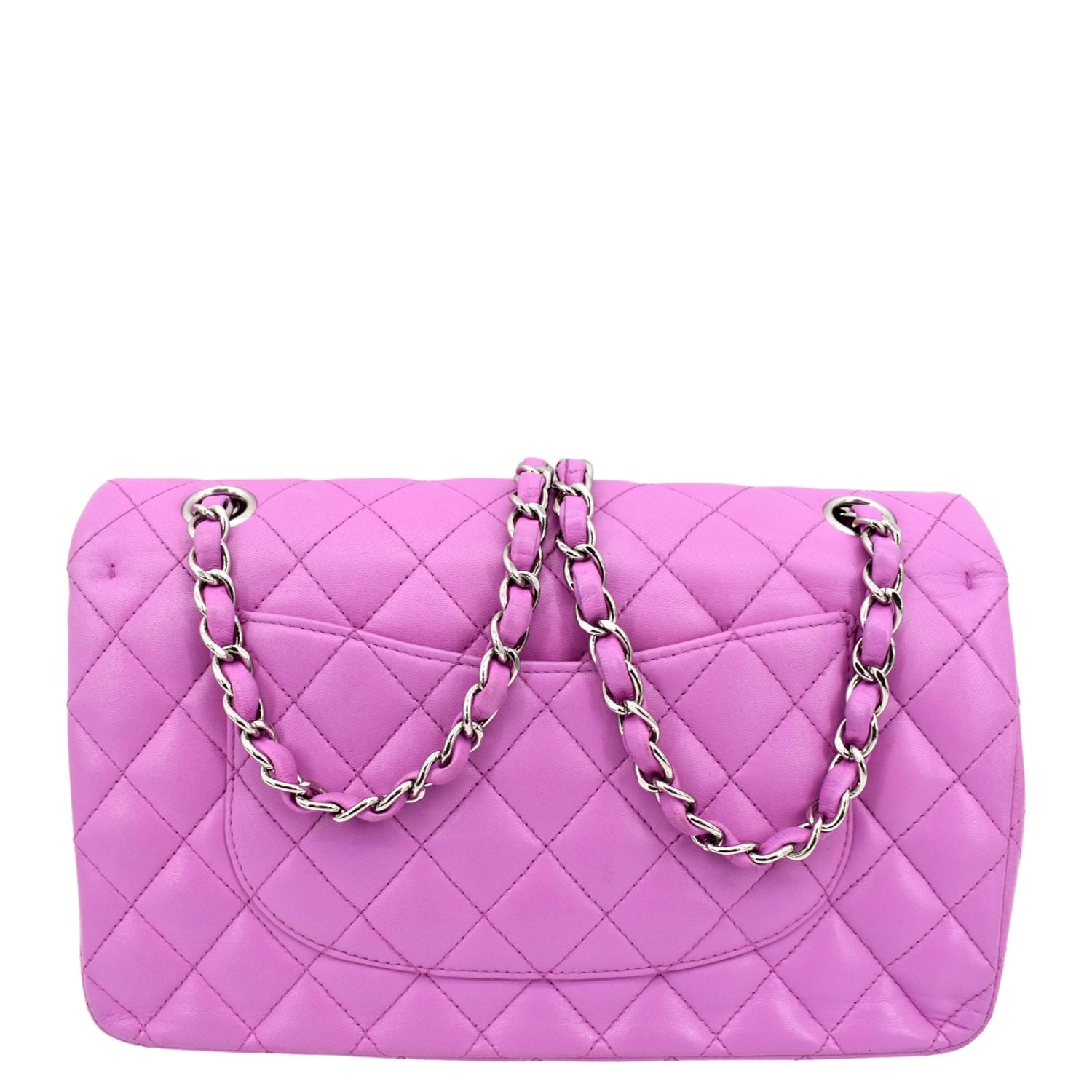 Chanel Classic Double Flap Quilted Neon Leather Pink Travel Bag