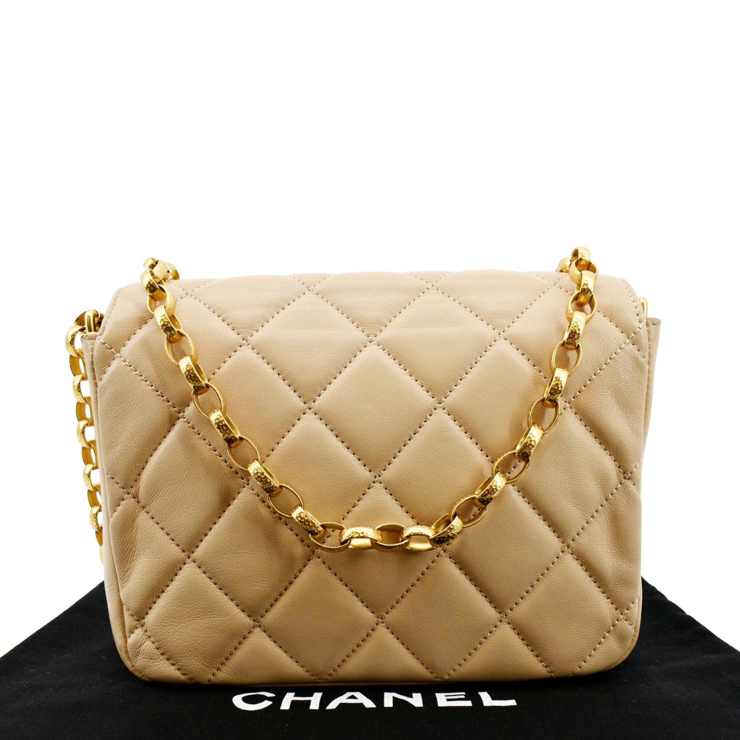 Chanel CC Charm Flap Leather Lambskin Beige Key Chain