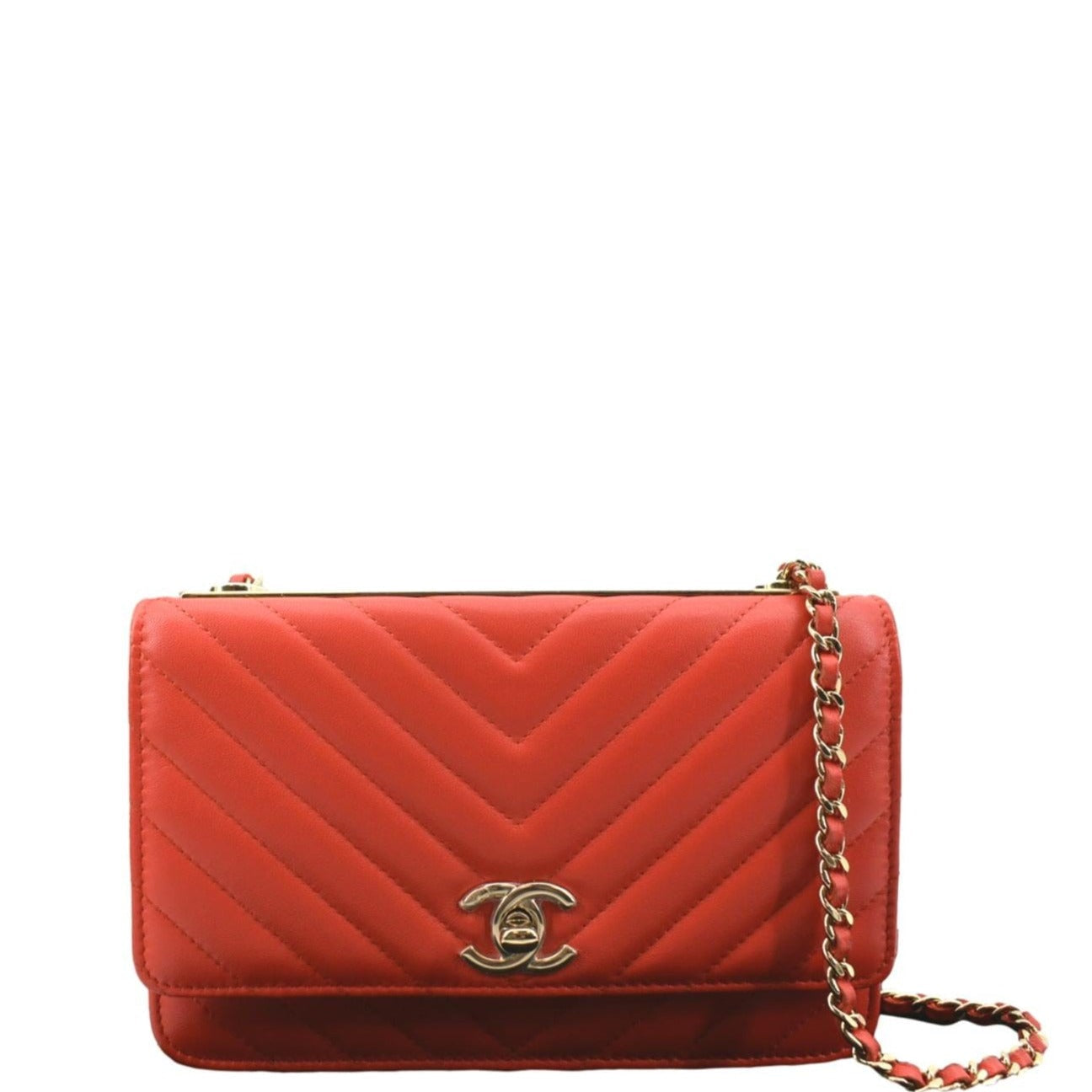 Chanel Trendy CC Woc Leather Lambskin Red Travel Bag
