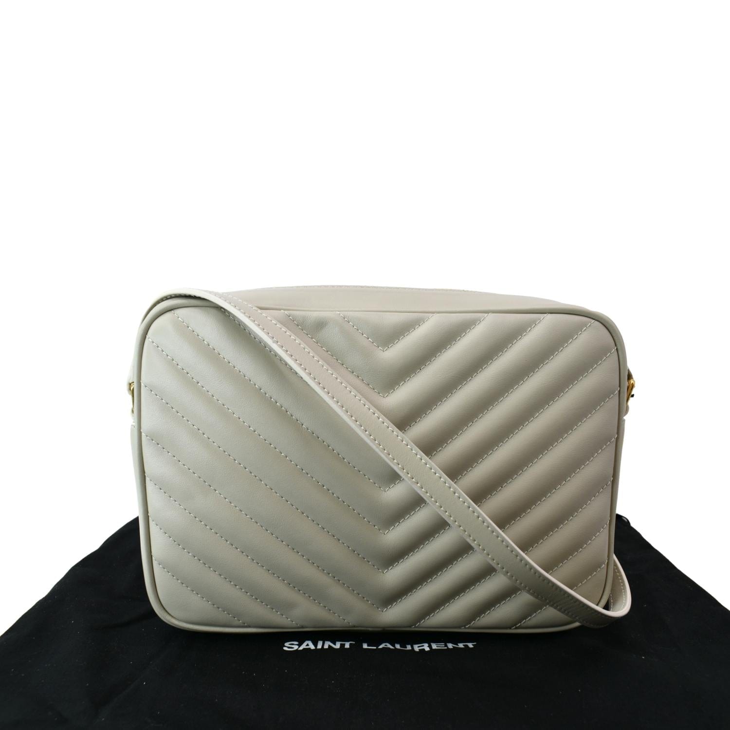 YSL Saint Laurent Yves Lou Camera Bag Leather Matelasse White Crossbody Bag