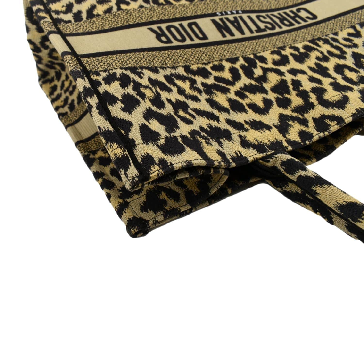 Dior Leopard Book Mizza Tote Bag Beige Large Embroidered