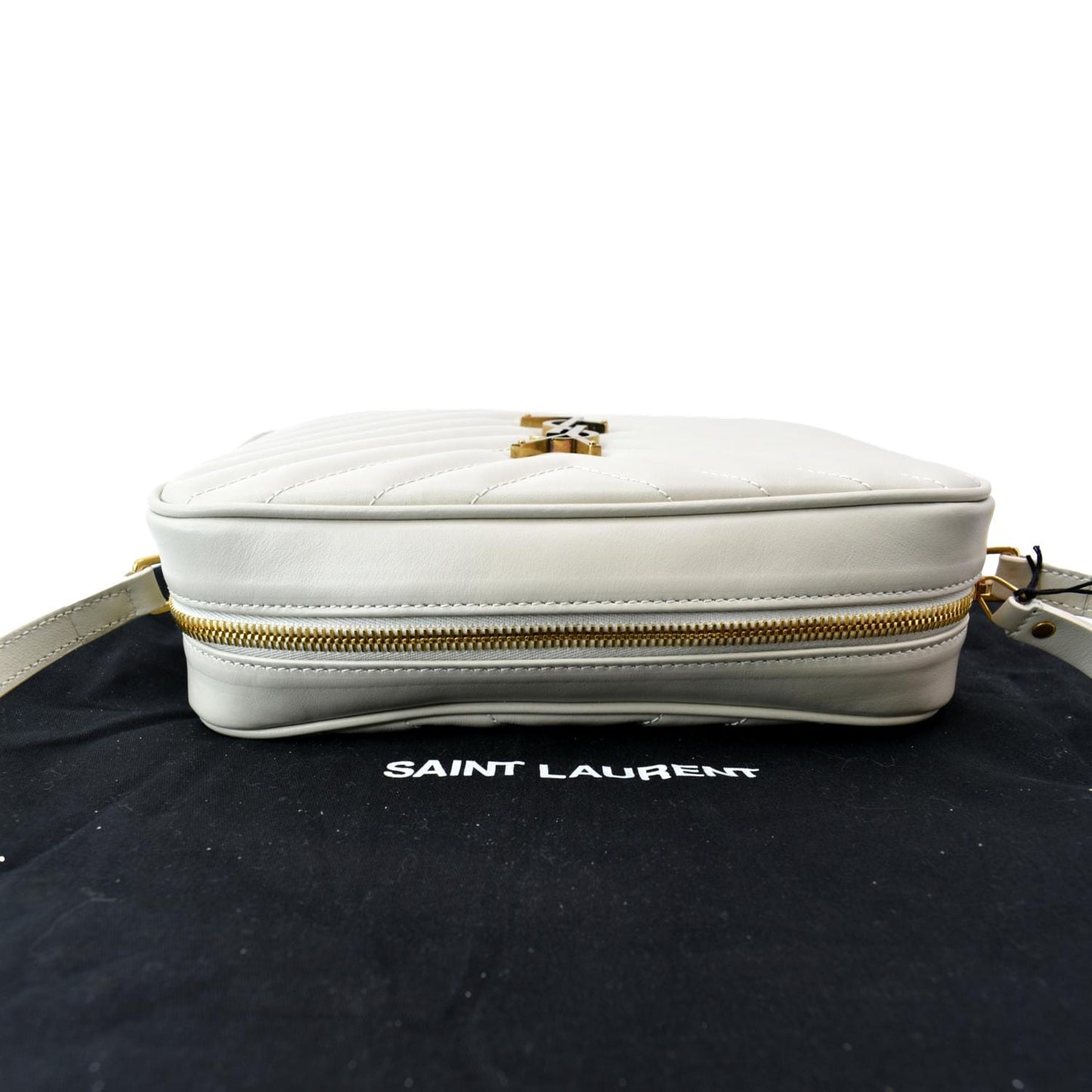YSL Saint Laurent Yves Lou Camera Bag Leather Matelasse White Crossbody Bag