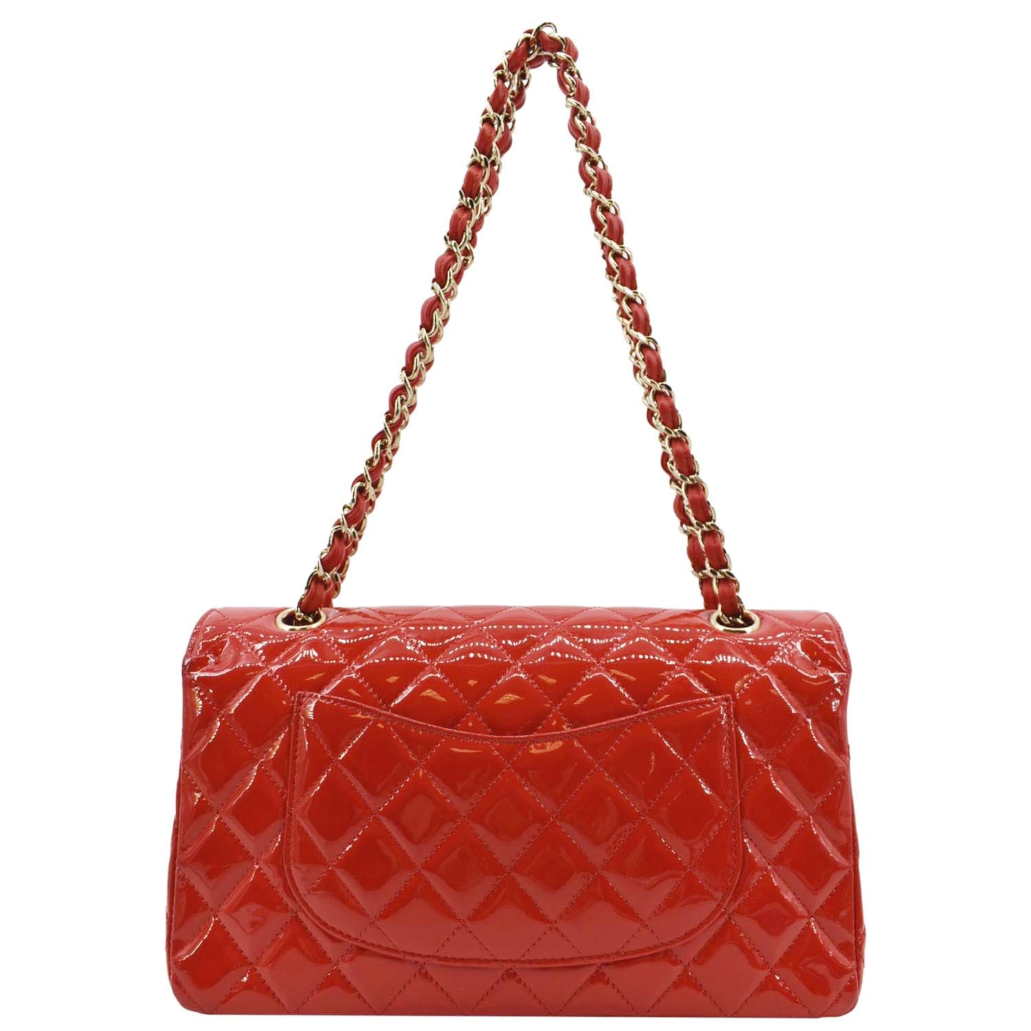 Chanel Classic Double Flap Patent Leather Red Travel Bag