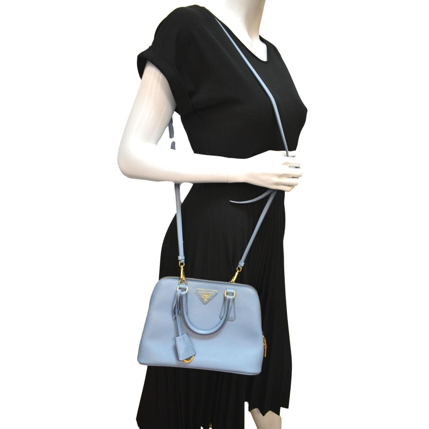 Fuoco Lux Saffiano Crossbody Bag Light Leather Blue