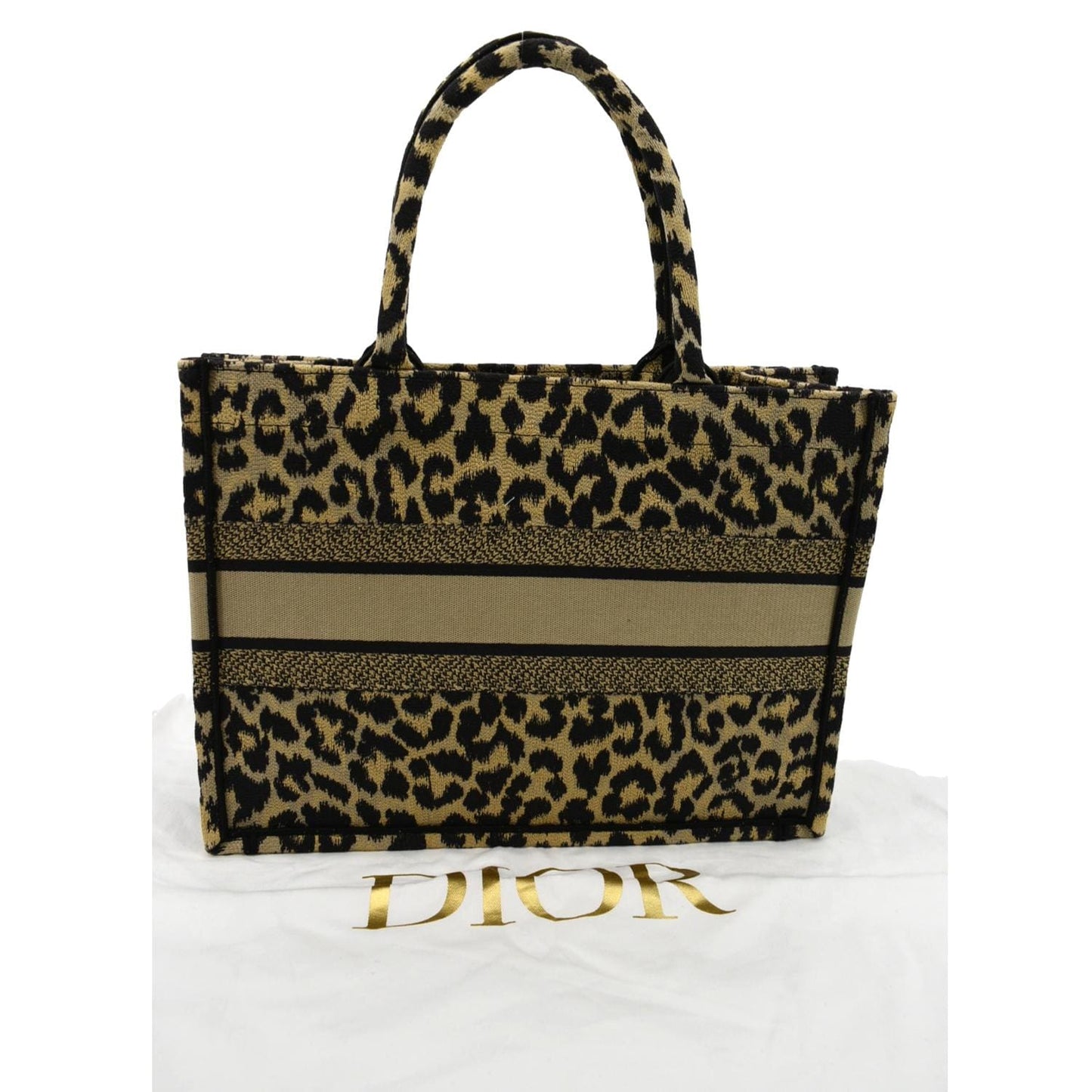 Dior Leopard Book Mizza Tote Bag Beige Medium Embroidered Book Tote Mm