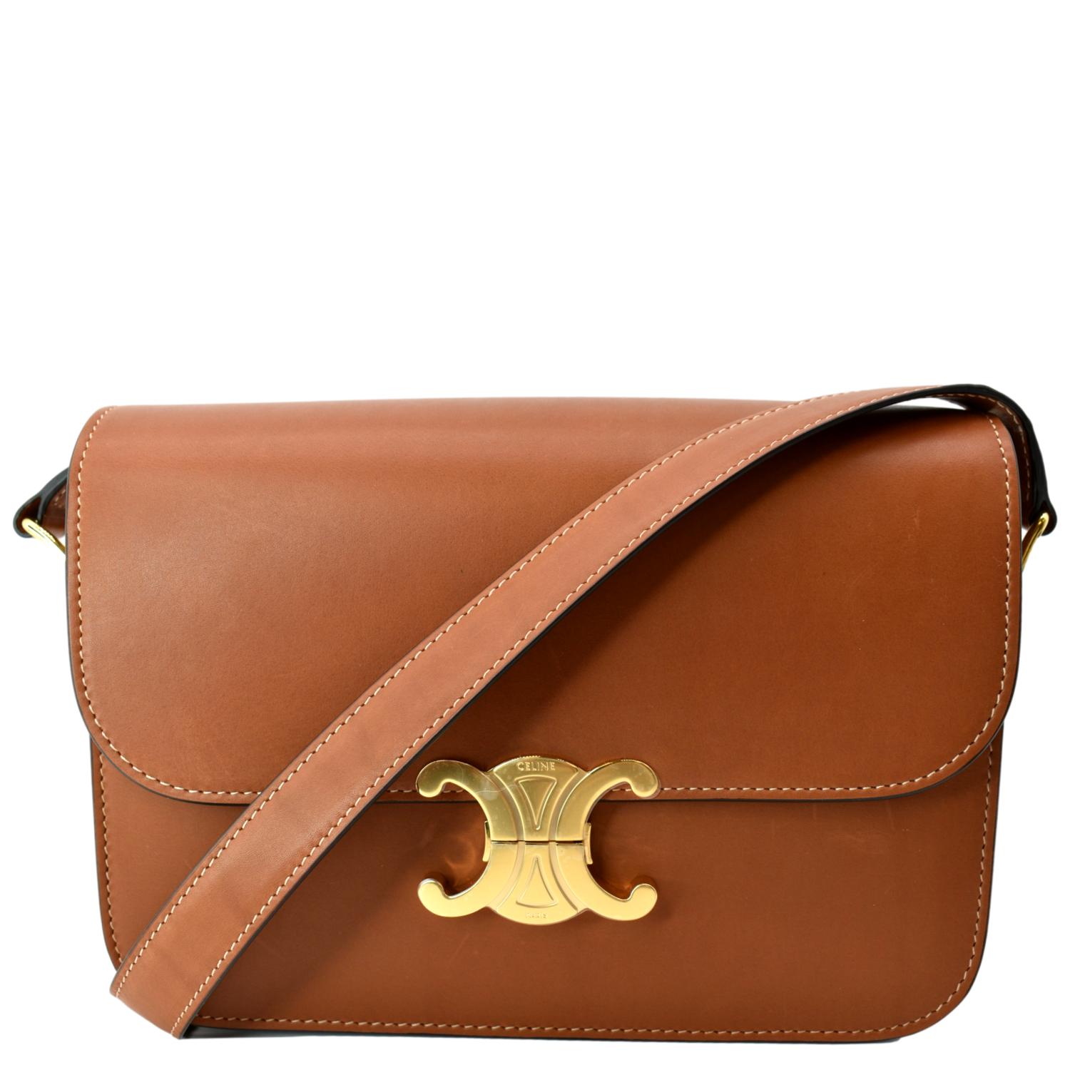 Classique Triomphe Calfskin Shoulder Bag Leather Tan