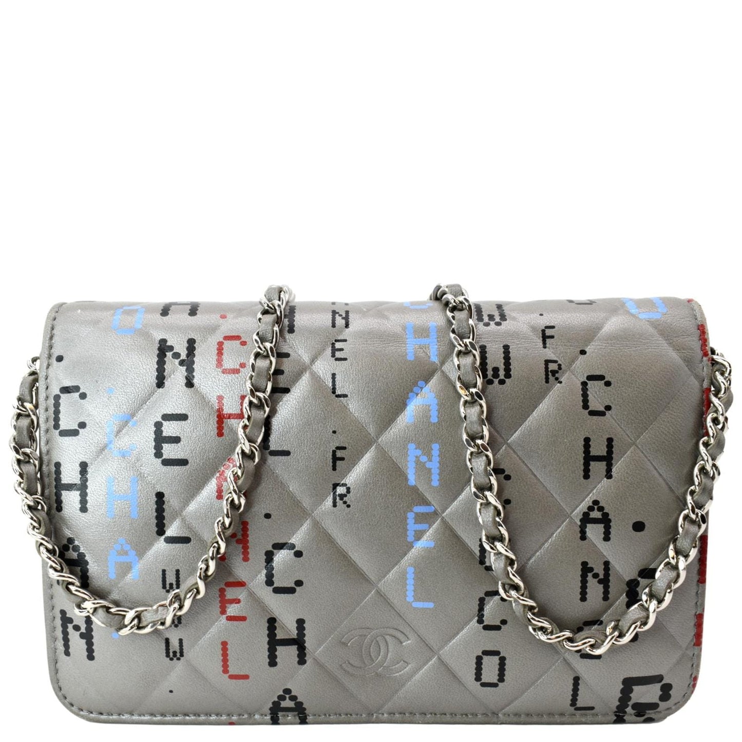 Chanel Data Center n Lambskin Gray Wallet Case