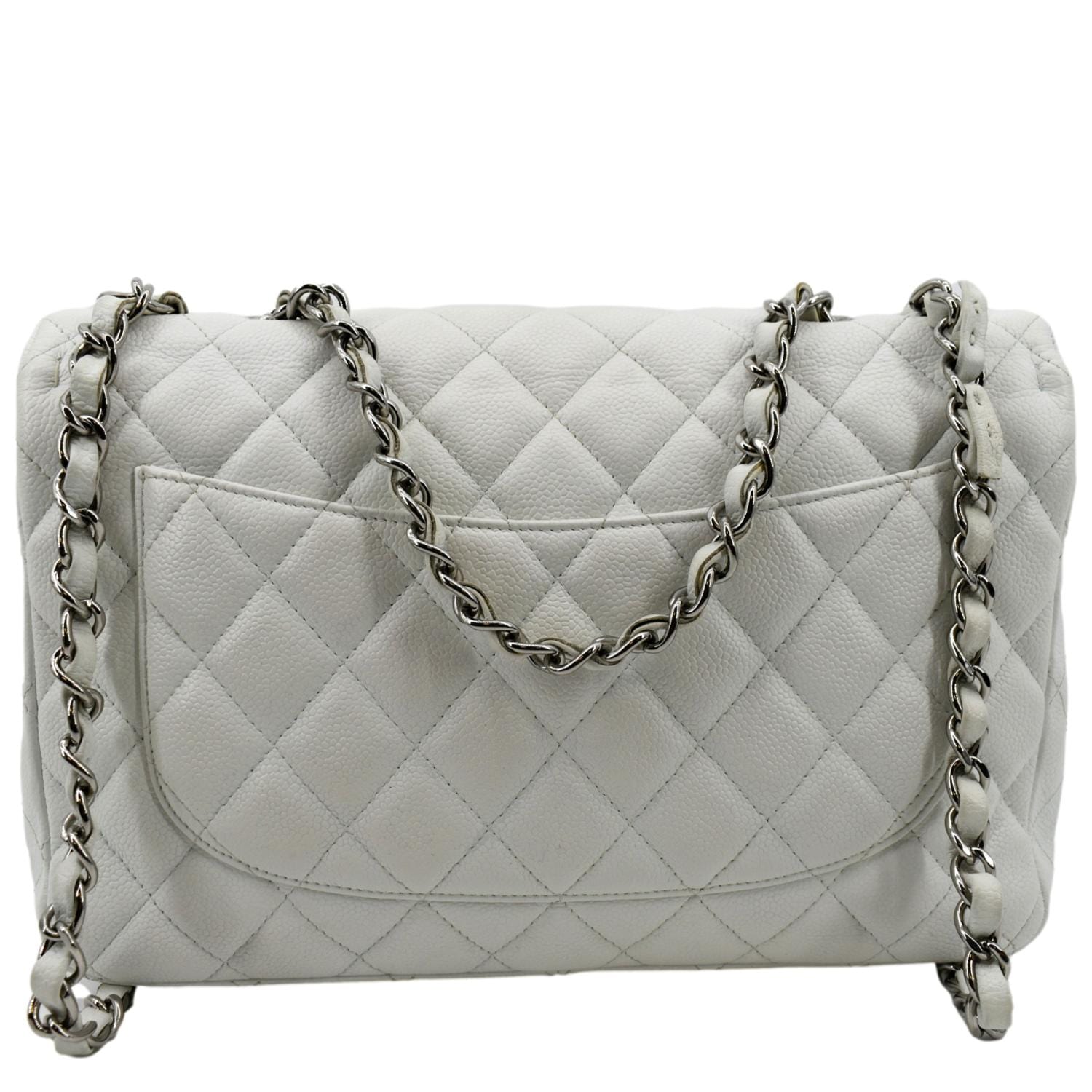 Chanel Classic Jumbo Flap Caviar - Leather White Travel Bag