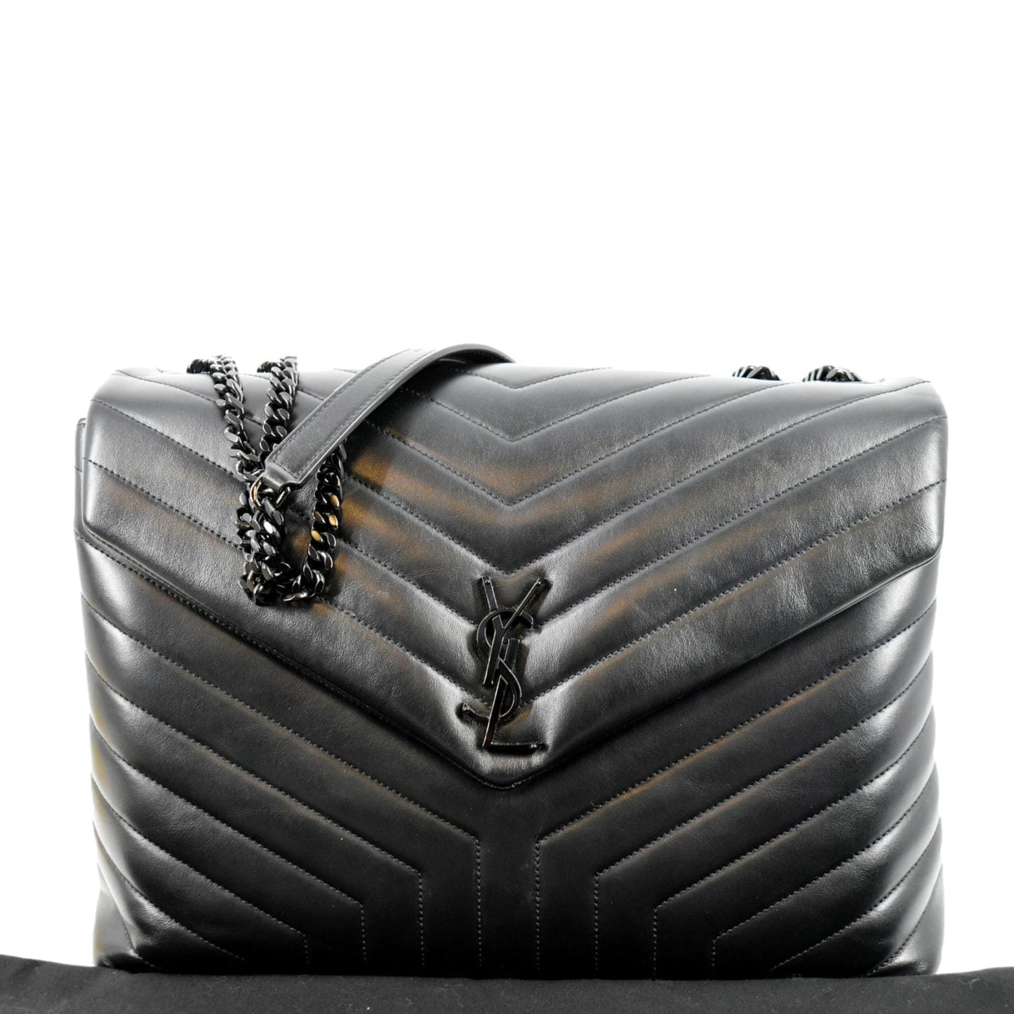 YSL Saint Laurent Yves Loulou Shoulder Bag Leather Matelasse Black Laurent Loulou Large