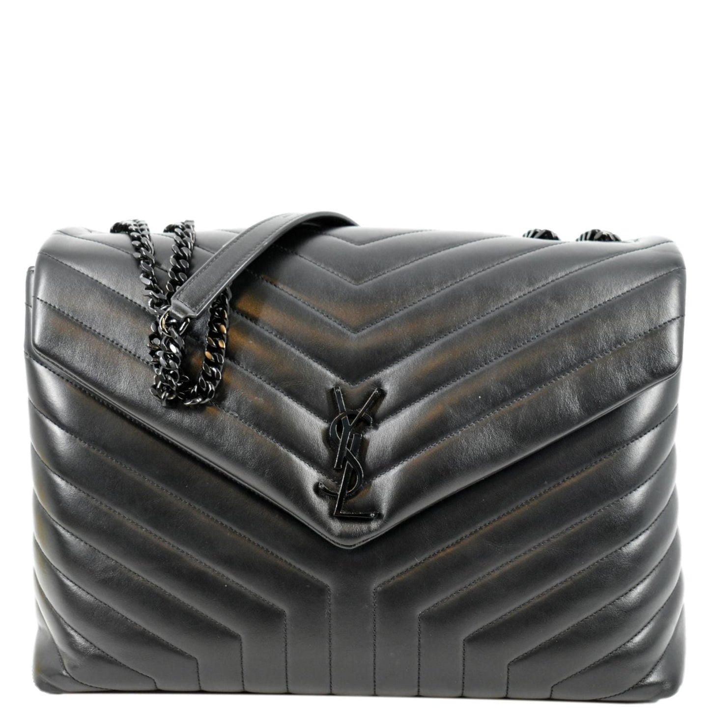 YSL Saint Laurent Yves Loulou Shoulder Bag Leather Matelasse Black Laurent Loulou Large