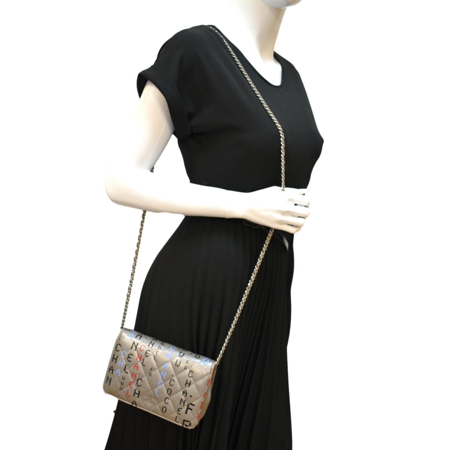 Chanel Data Center n Lambskin Gray Wallet Case