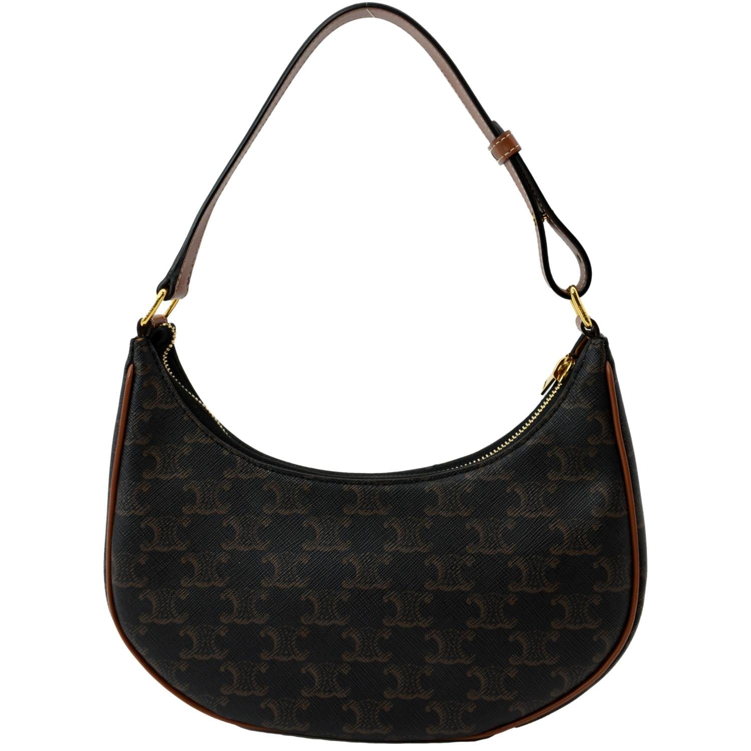 Ava Triomphe Calfskin Shoulder Bag Canvas Brown