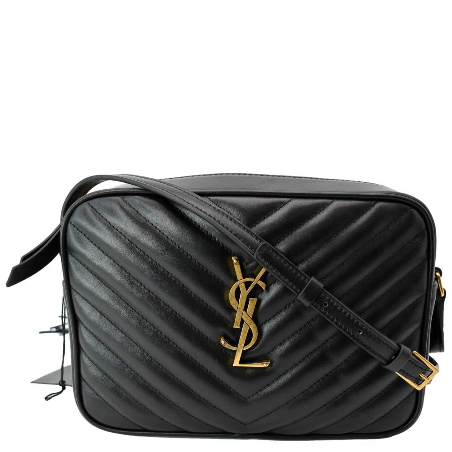 YSL Saint Laurent Yves Lou Chevron Camera Crossbody Bag Leather Black Lou Camera 1