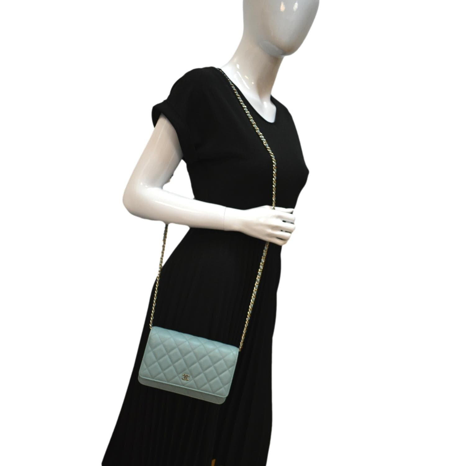 Chanel CC WOC Caviar Light Leather Blue Travel Bag