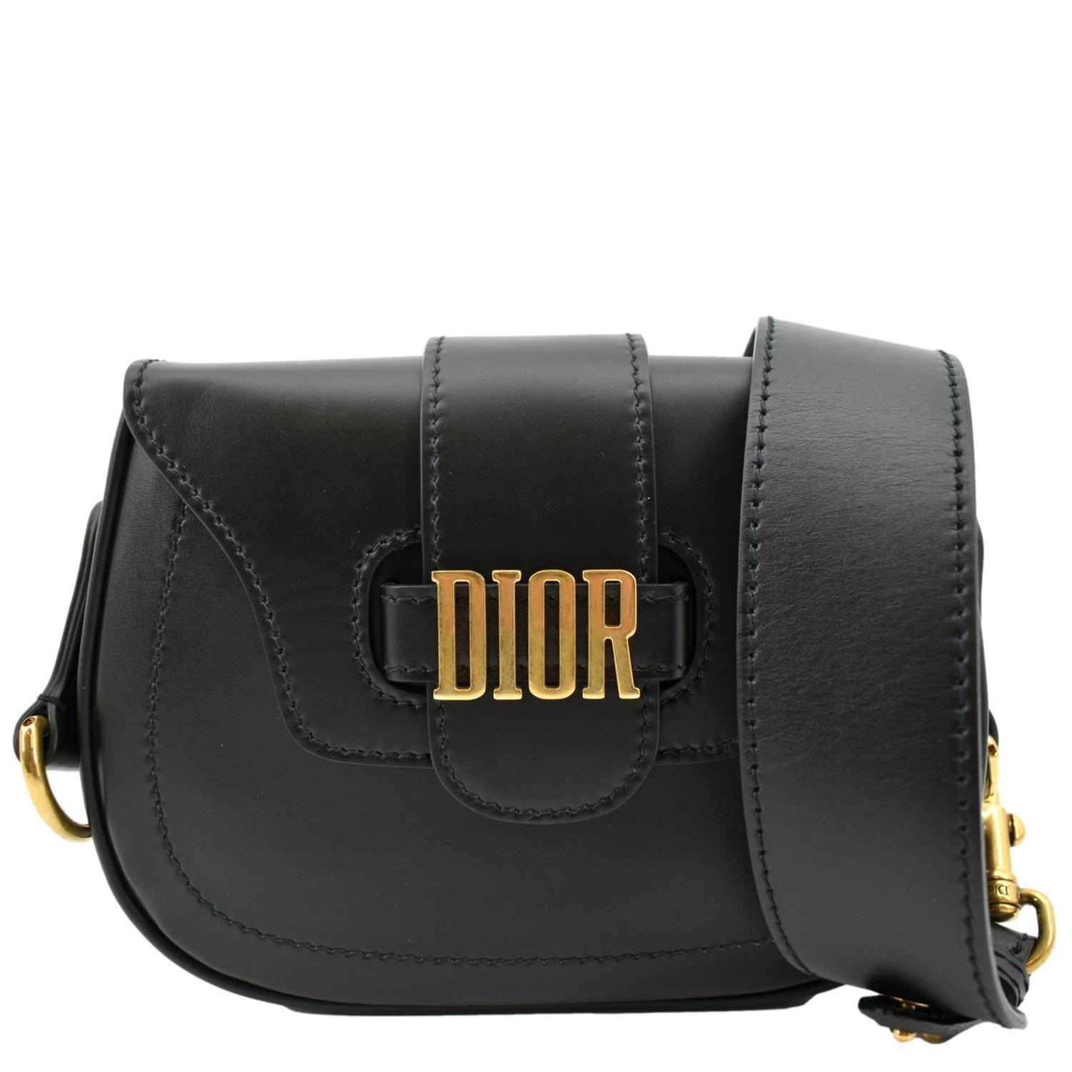 Dior Fence Calfskin Saddle Bag Leather Black Shoulder Bag Fence Saddle Bag