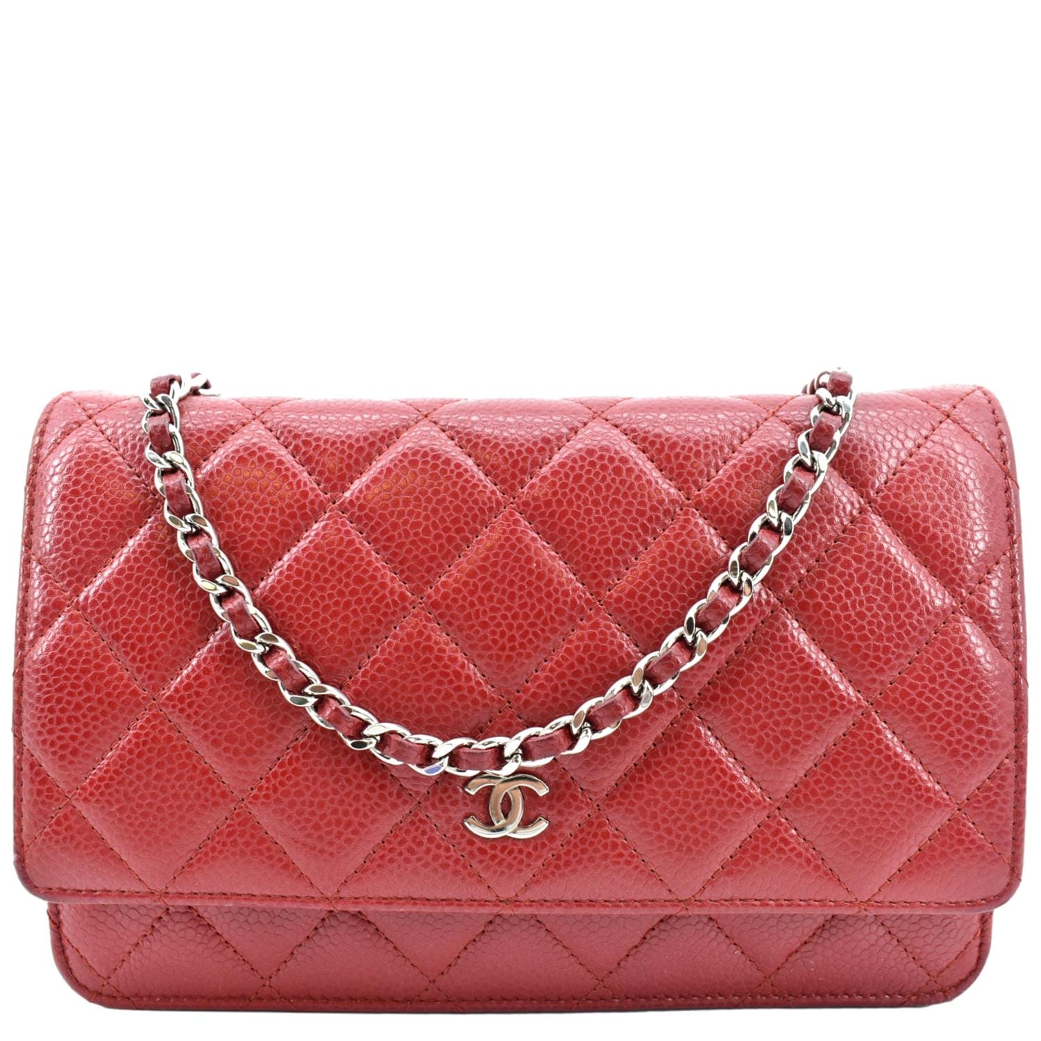 Chanel CC WOC Caviar On Leather Red Wallet Case Red 2
