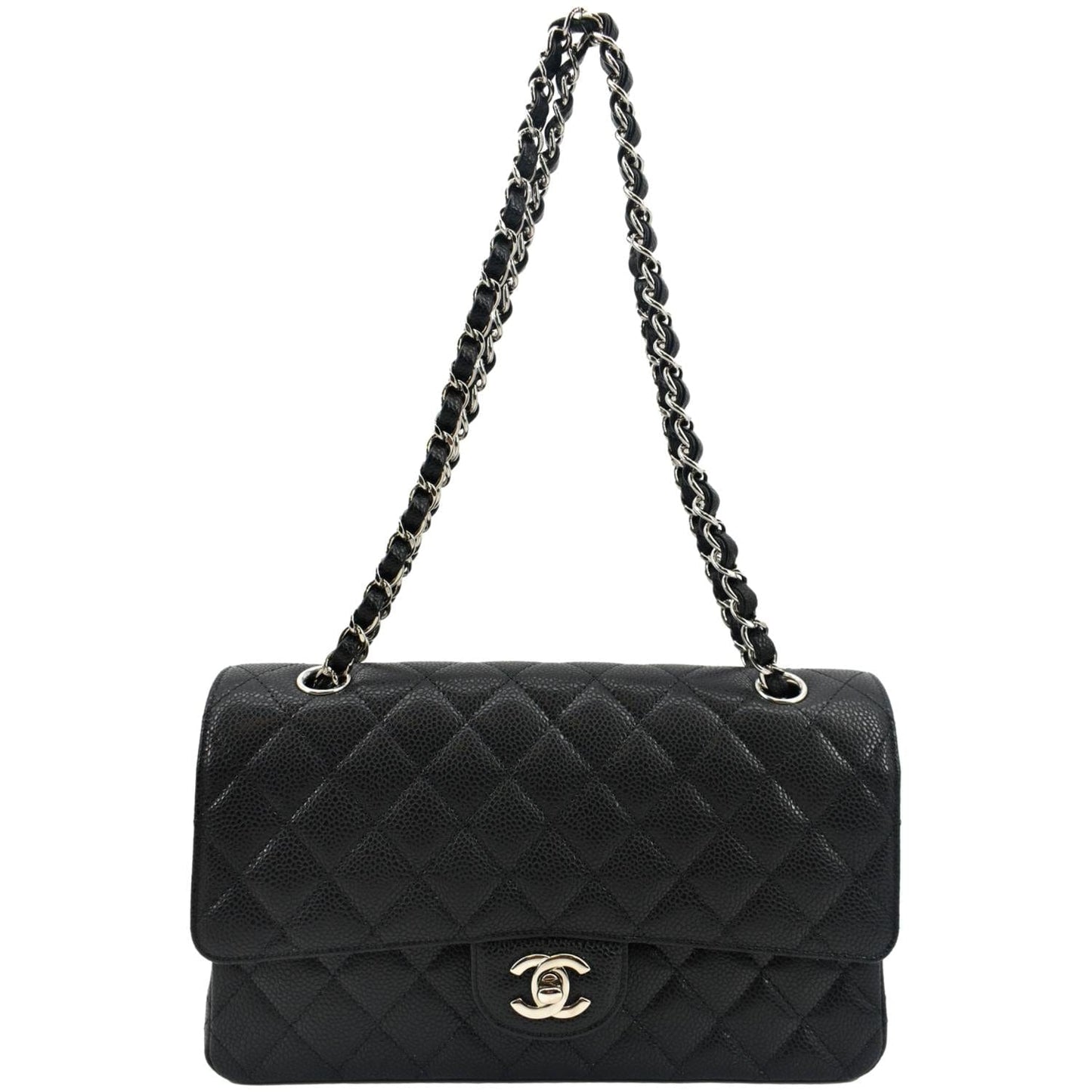 Chanel Classic Double Flap Leather Black Travel Bag Flap 1