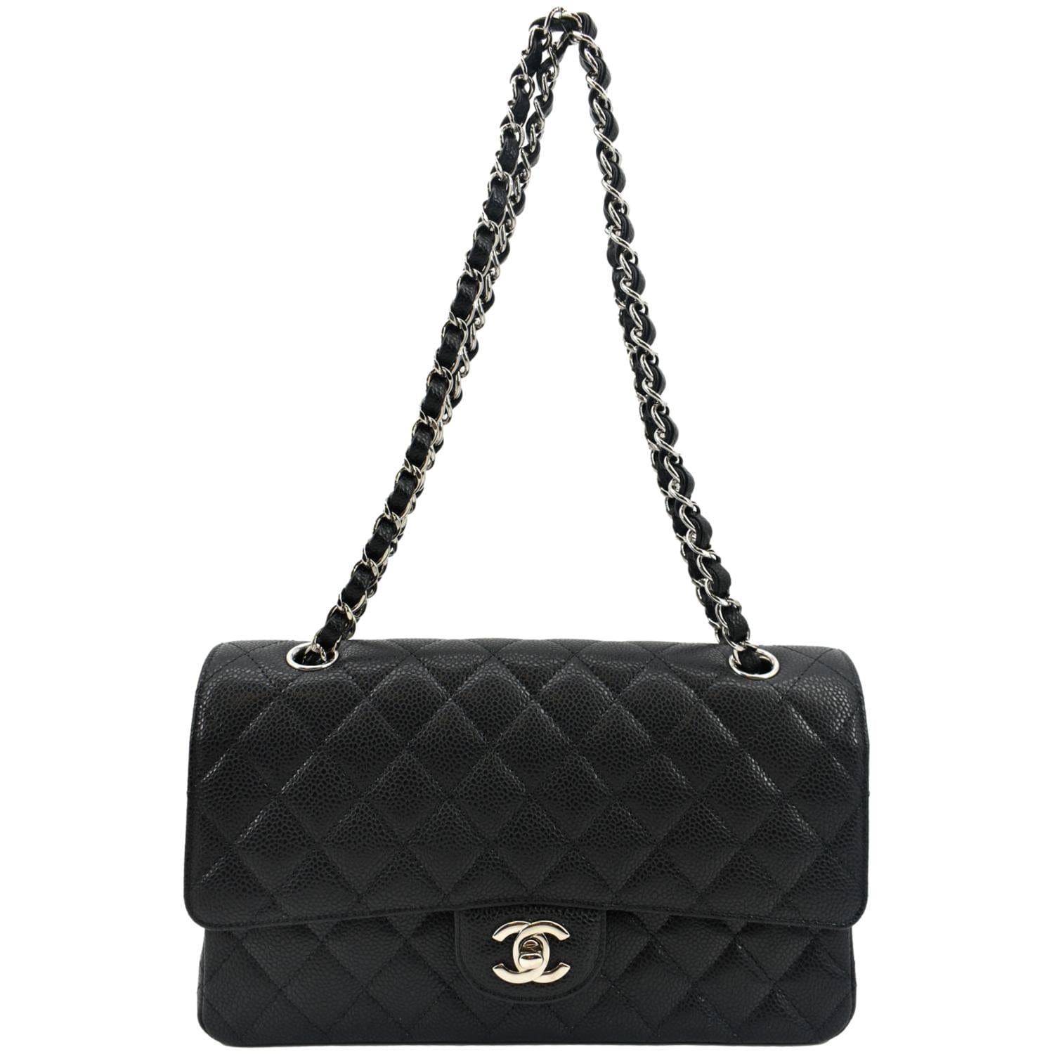 Chanel Classic Double Flap Leather Black Travel Bag Flap 1