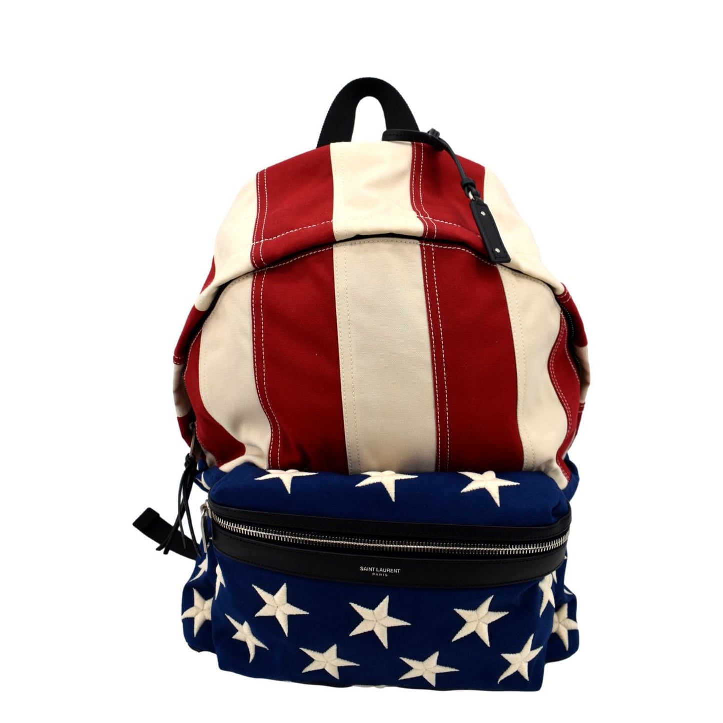 YSL Saint Laurent Yves American Flag Backpack Bag Canvas Red