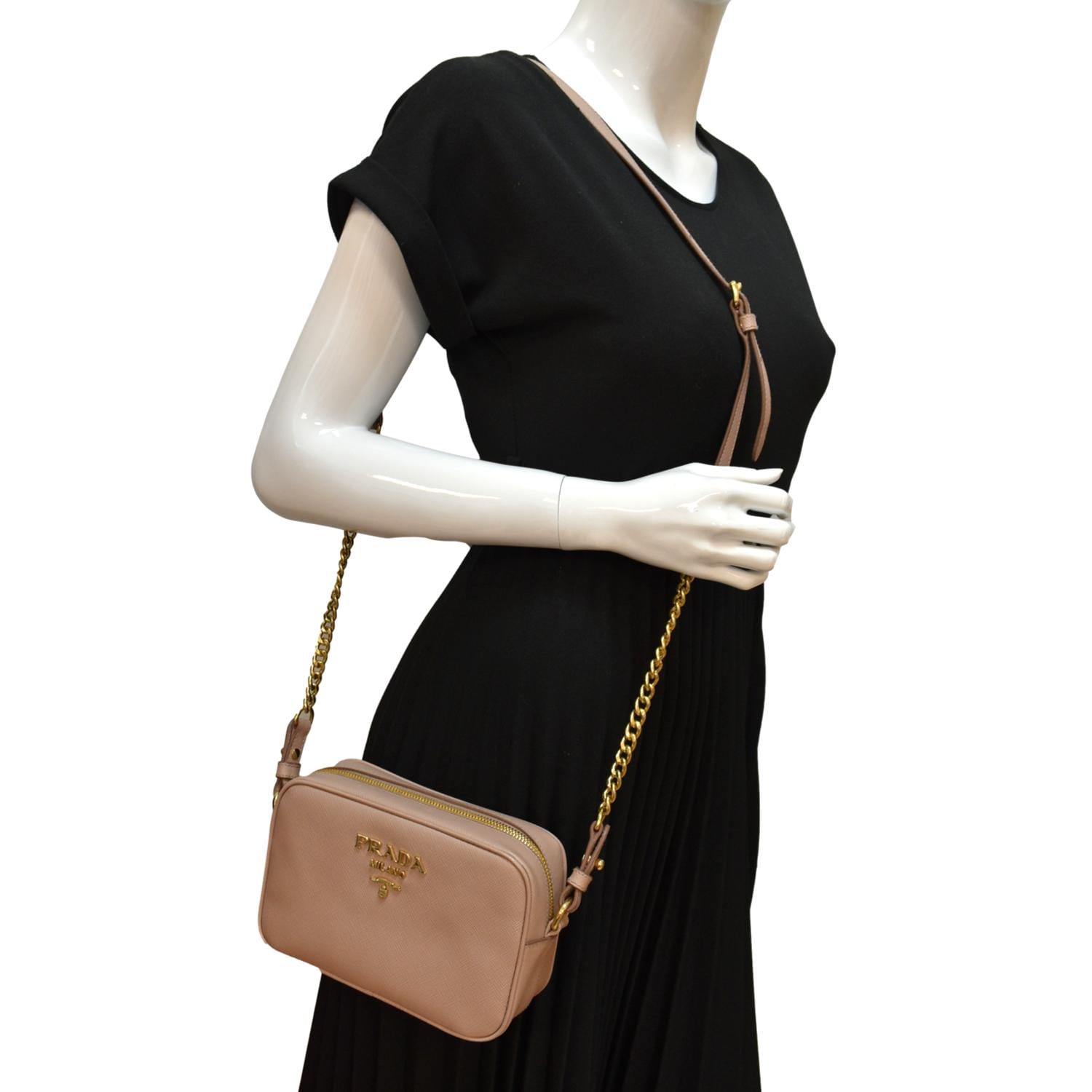 Saffiano Camera Crossbody Bag Leather Pink