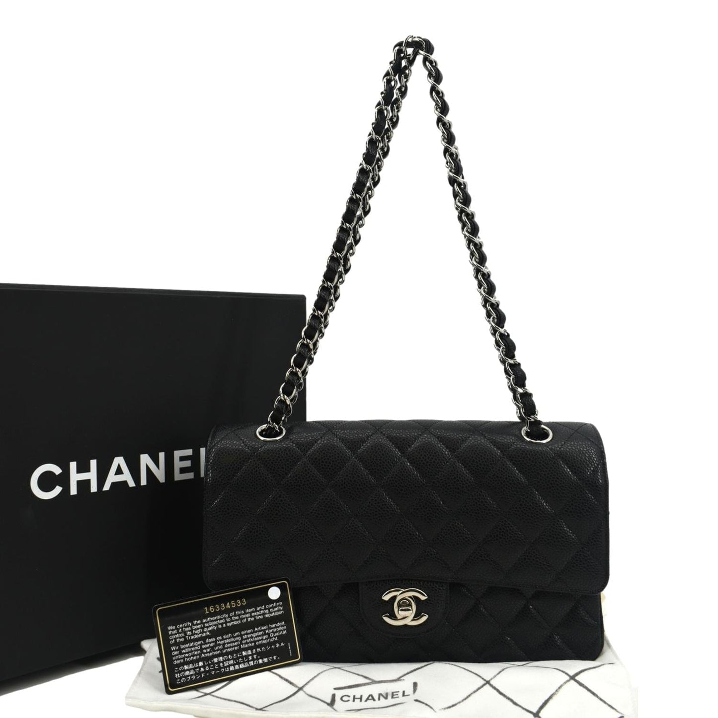 Chanel Classic Double Flap Leather Black Travel Bag Flap 1