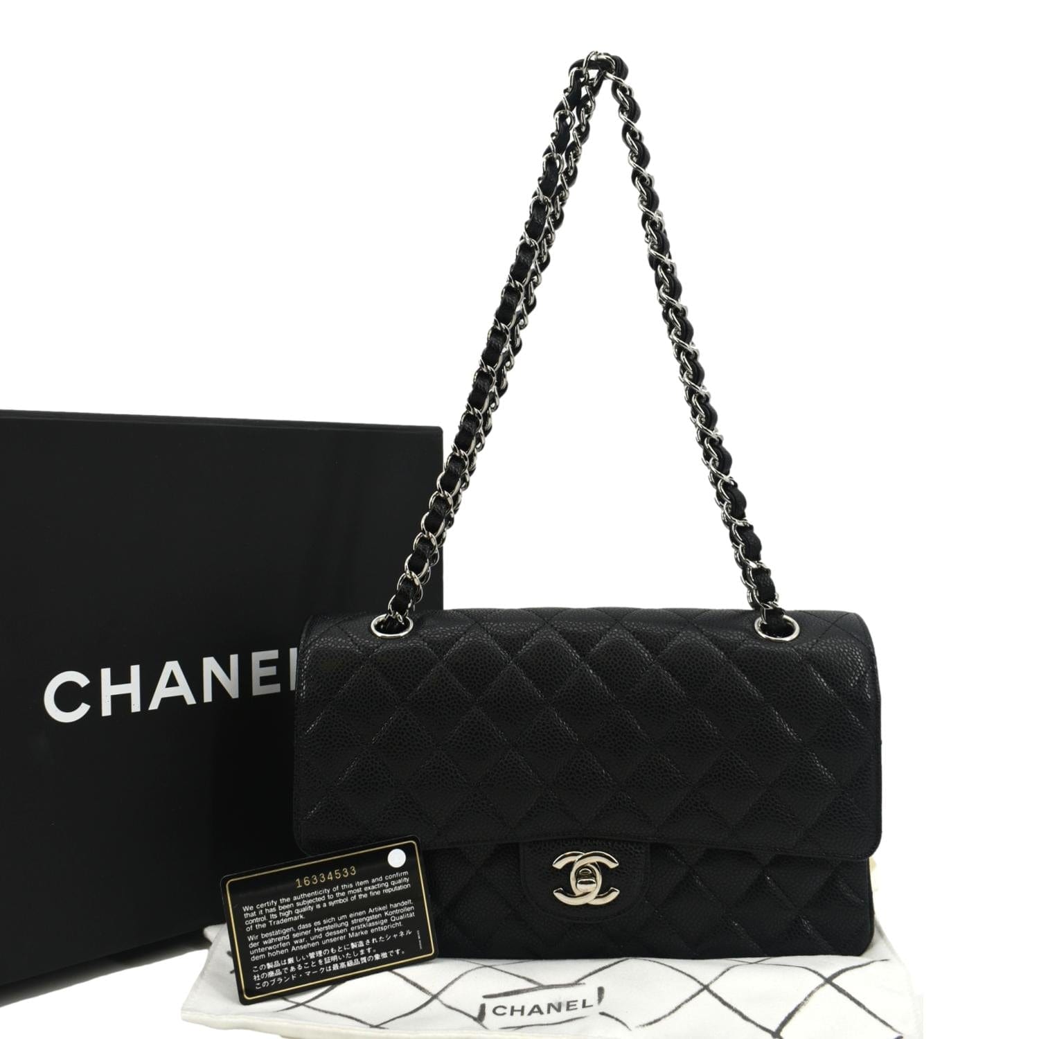Chanel Classic Double Flap Leather Black Travel Bag Flap 1