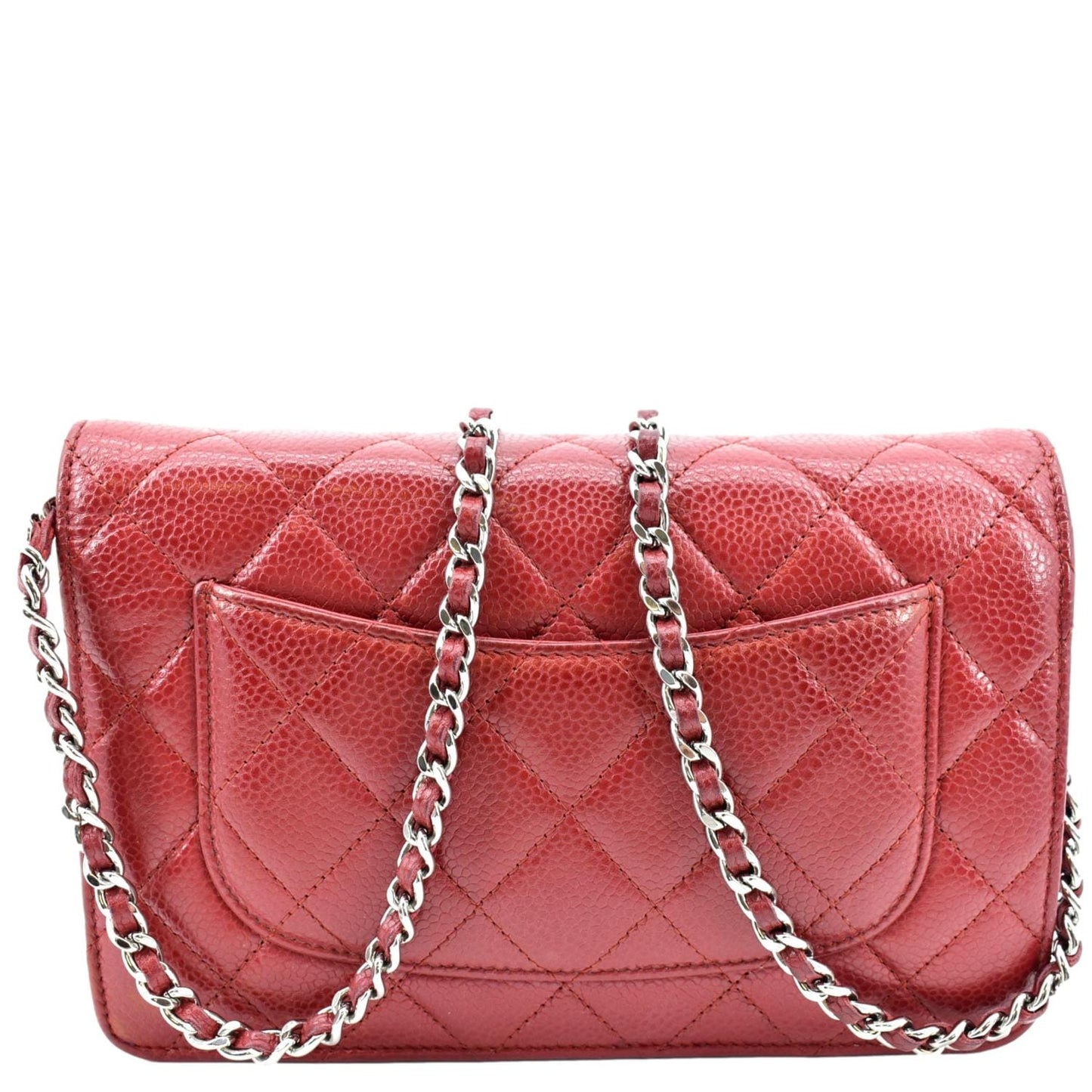 Chanel CC WOC Caviar On Leather Red Wallet Case Red 2