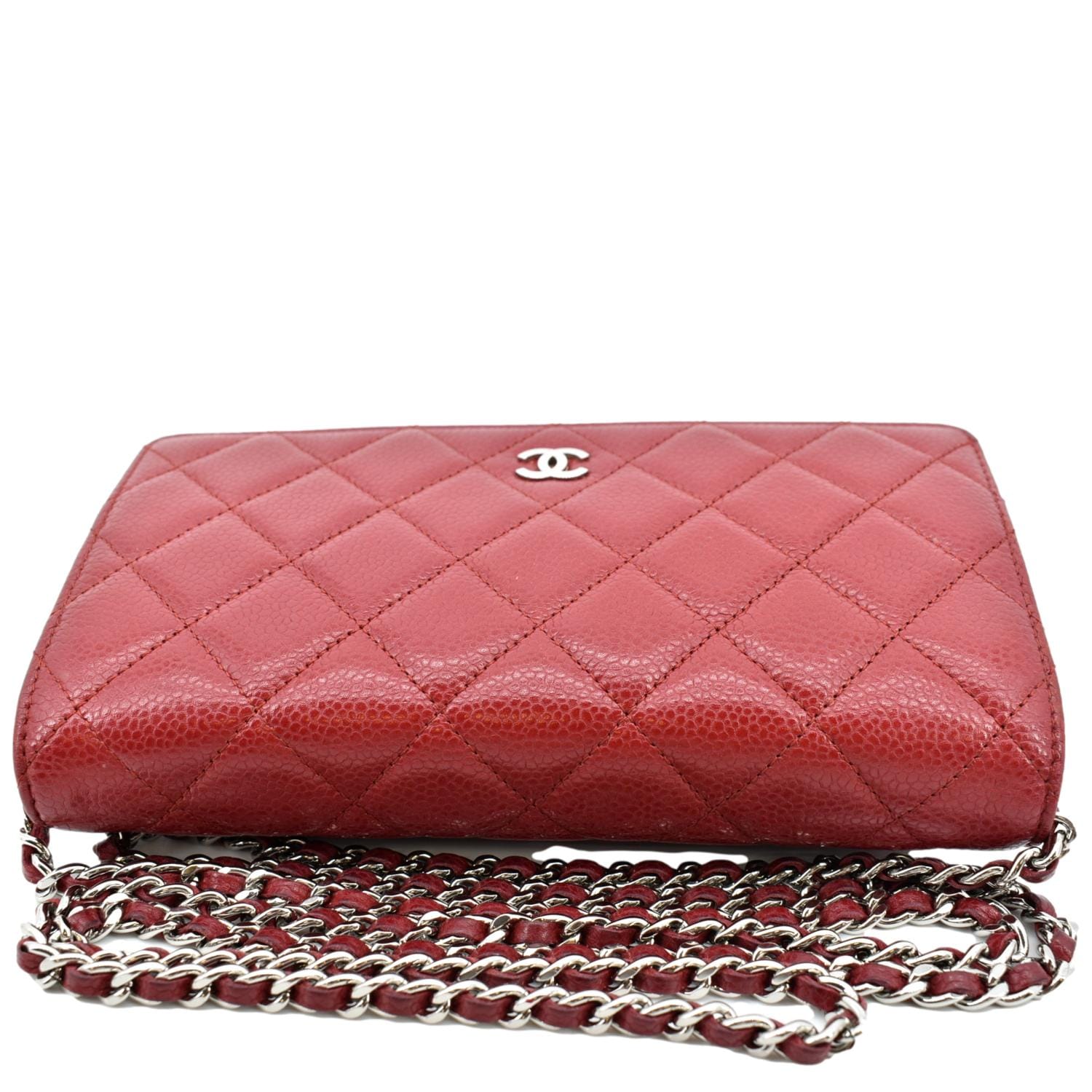 Chanel CC WOC Caviar On Leather Red Wallet Case Red 2