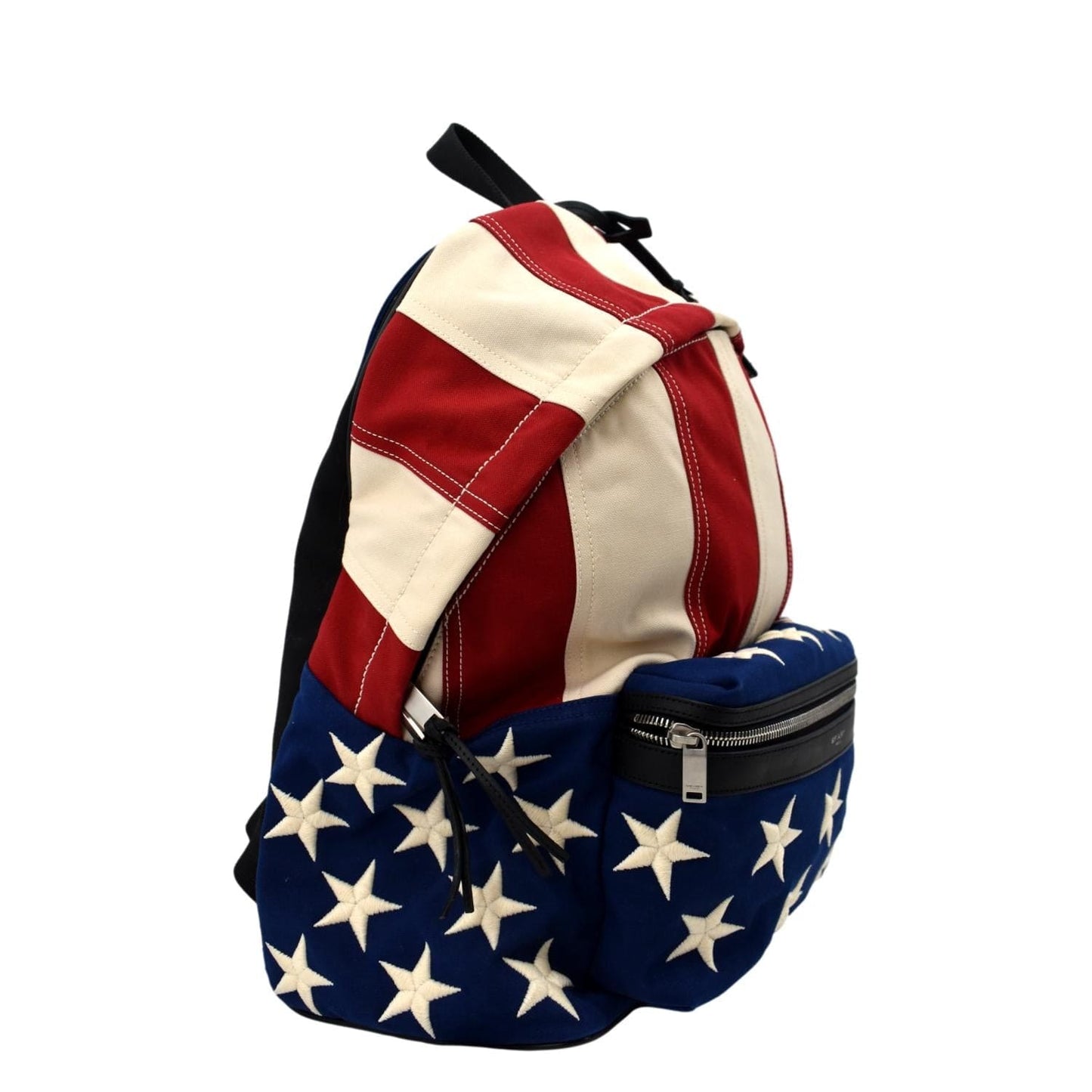YSL Saint Laurent Yves American Flag Backpack Bag Canvas Red