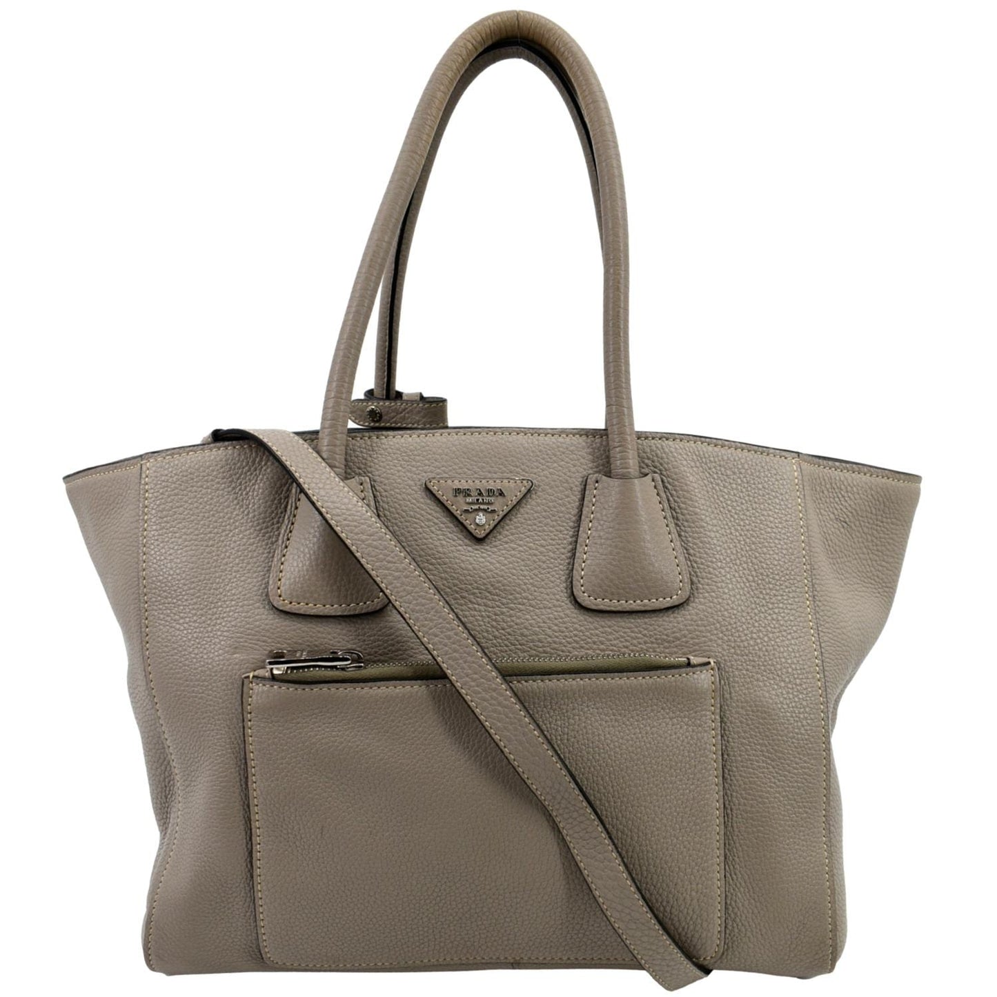 Prada Tote Shoulder Bag Leather Tan