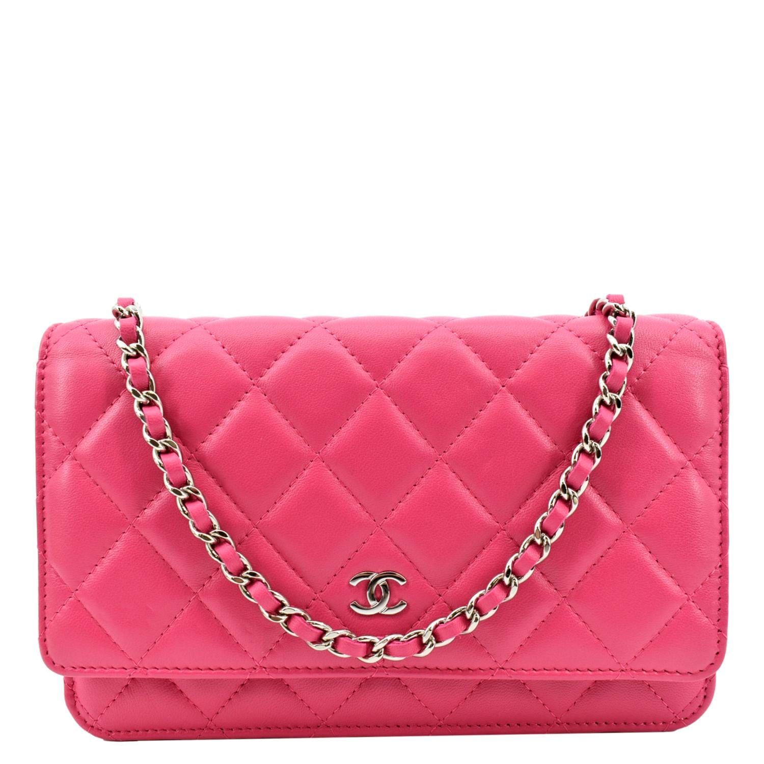 Chanel WOC Quilted Fuchsia Leather Pink Wallet Case