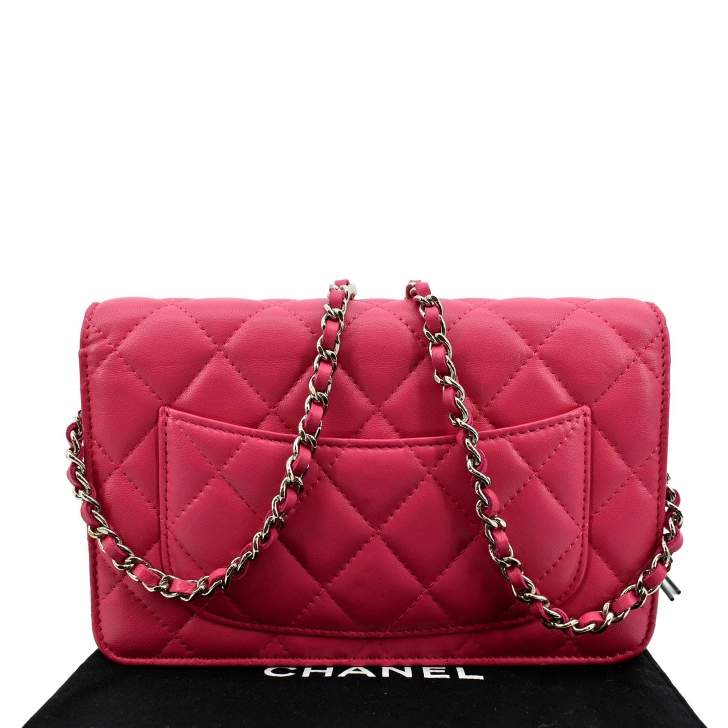 Chanel WOC Quilted Fuchsia Leather Pink Wallet Case