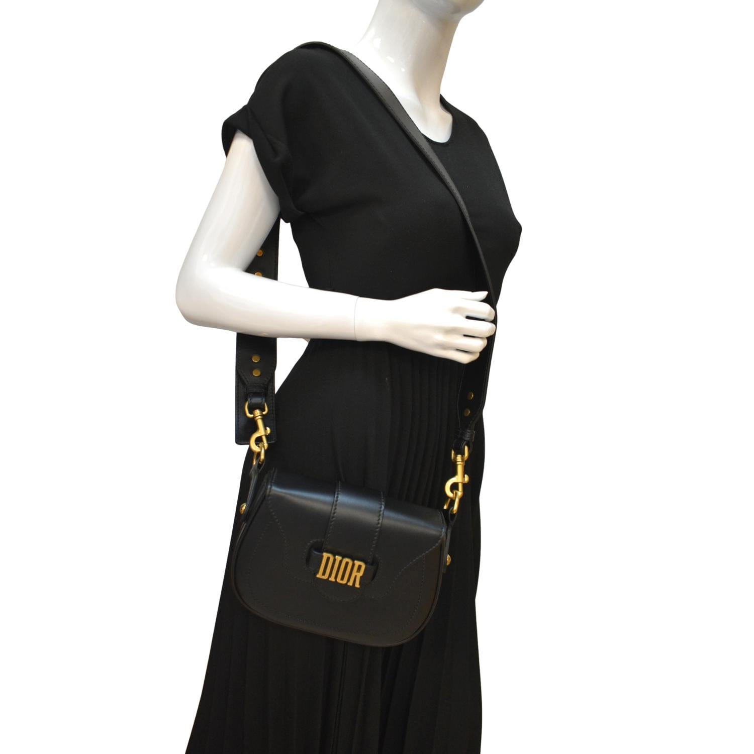 Dior Fence Calfskin Saddle Bag Leather Black Shoulder Bag Fence Saddle Bag