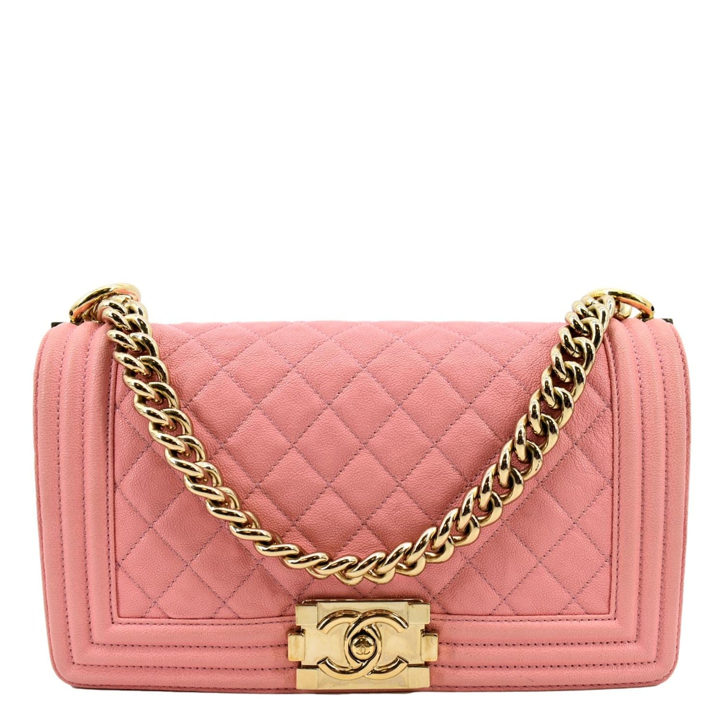 Chanel Boy Flap Caviar Leather Pink Travel Bag