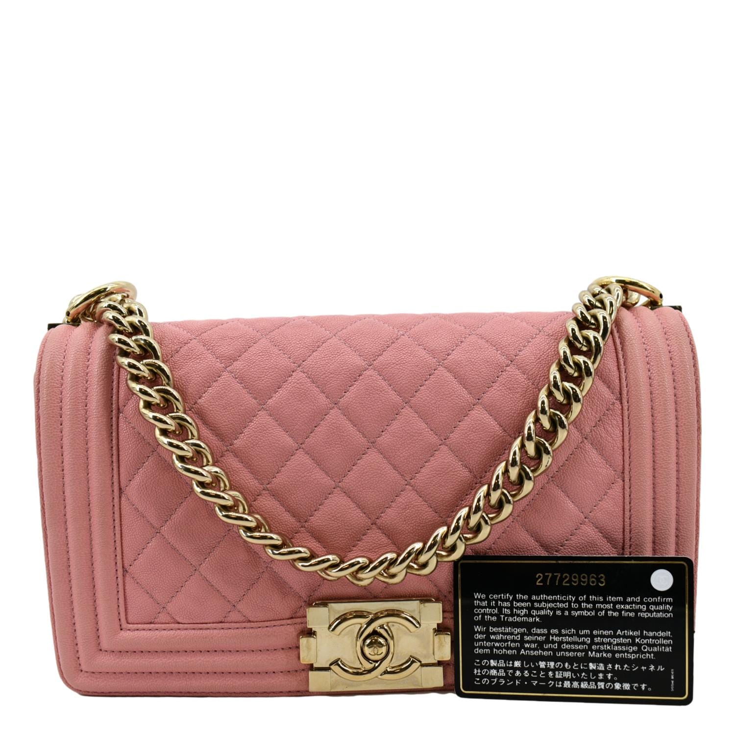 Chanel Boy Flap Caviar Leather Pink Travel Bag