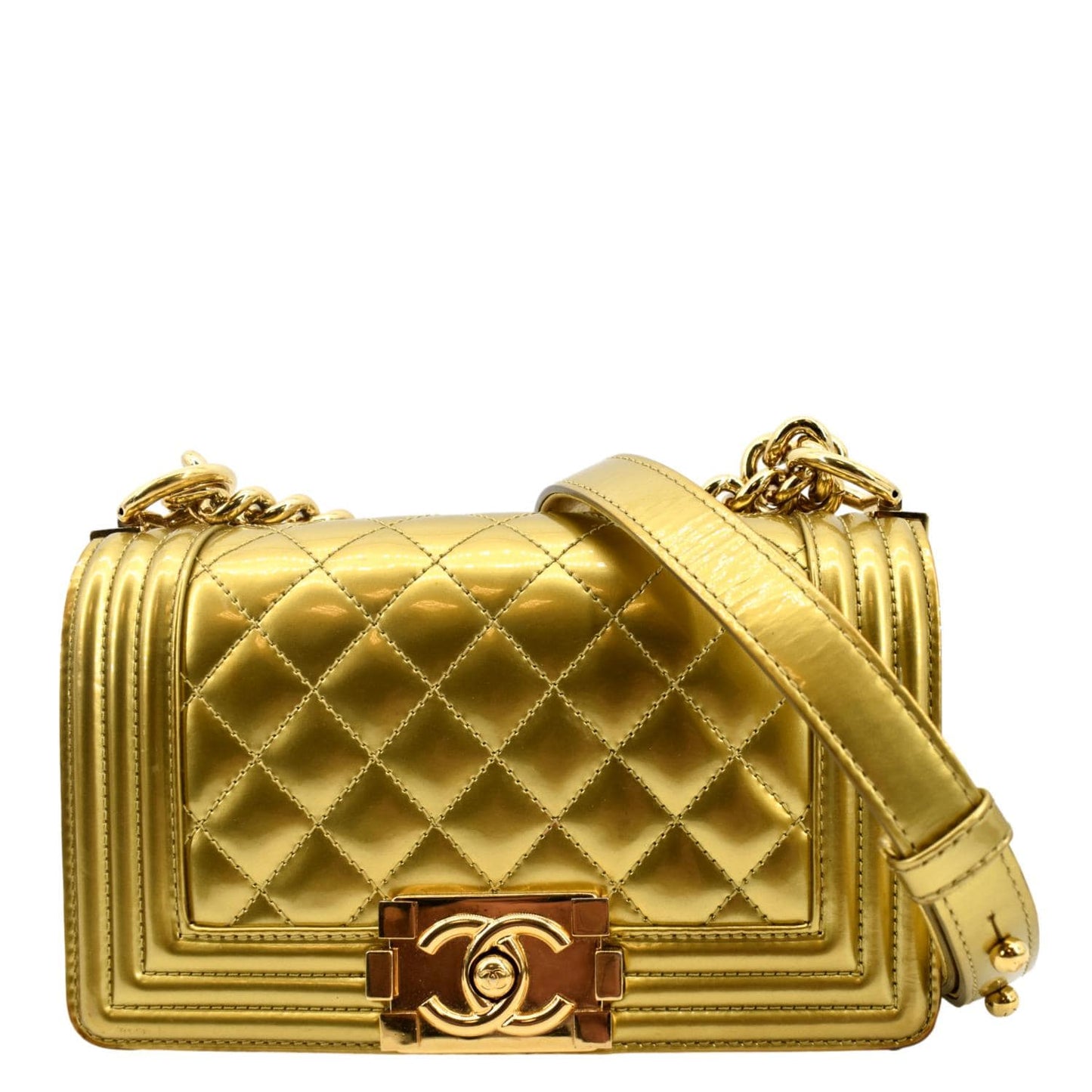 Chanel Boy CC Leather Gold Travel Bag