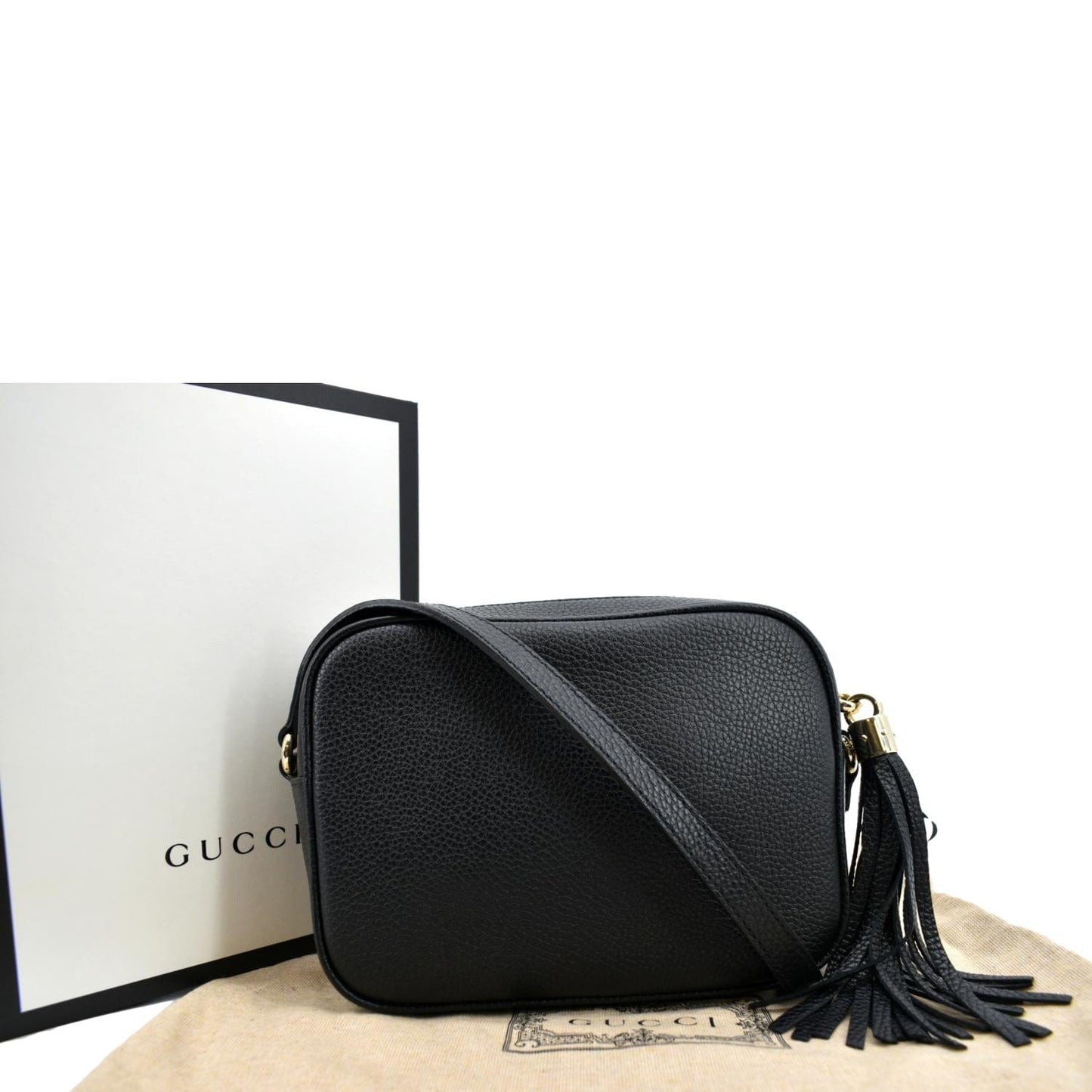 Gucci Soho Disco Pebbled Crossbody Bag Leather Black Black 308364