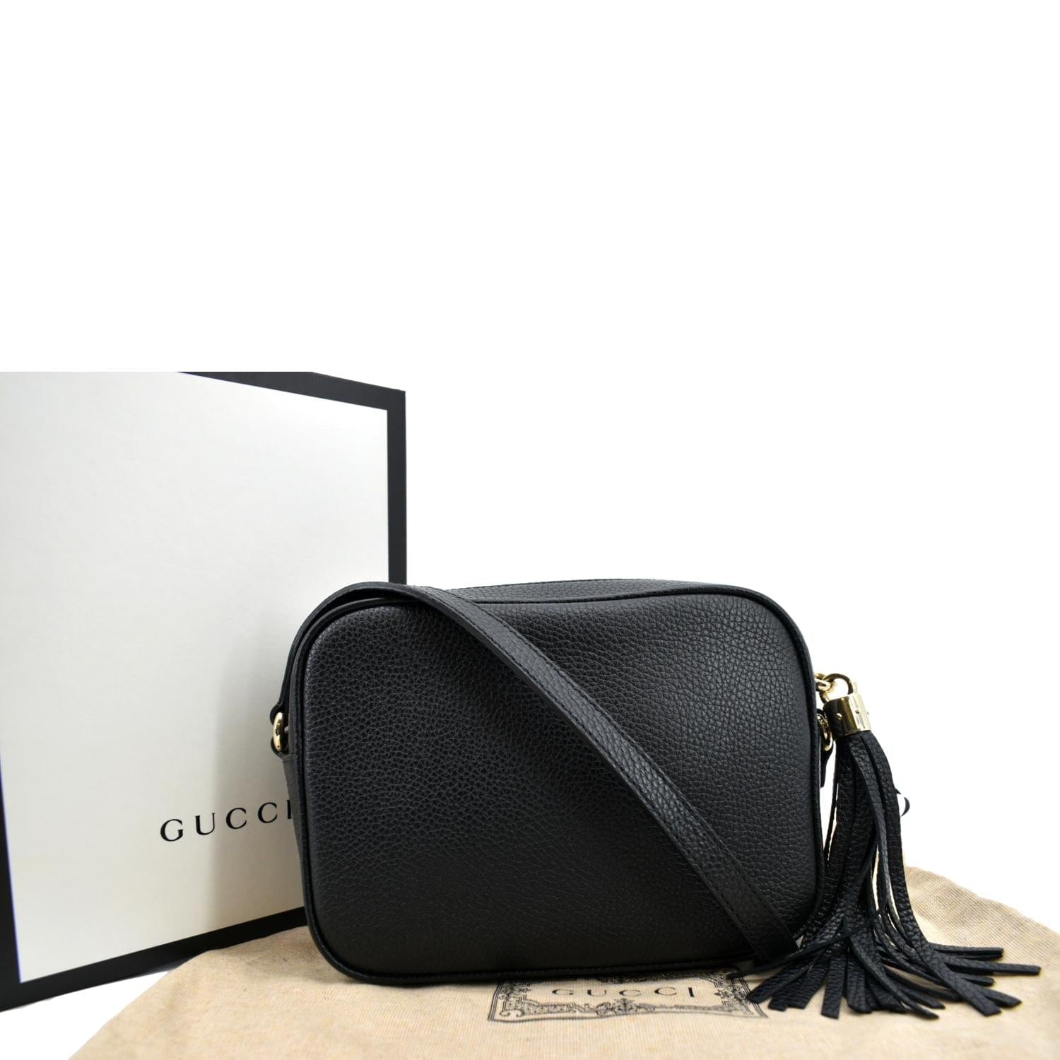Gucci Soho Disco Pebbled Crossbody Bag Leather Black Black 308364