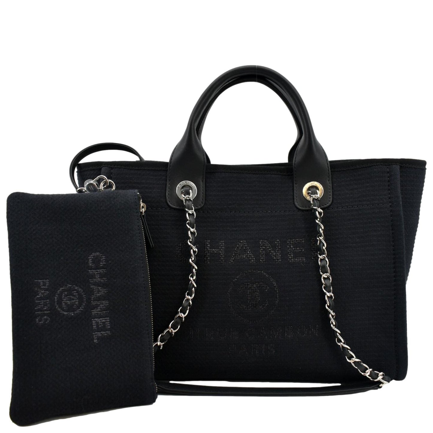 Chanel Deauville Dark Canvas Leather Blue Travel Bag