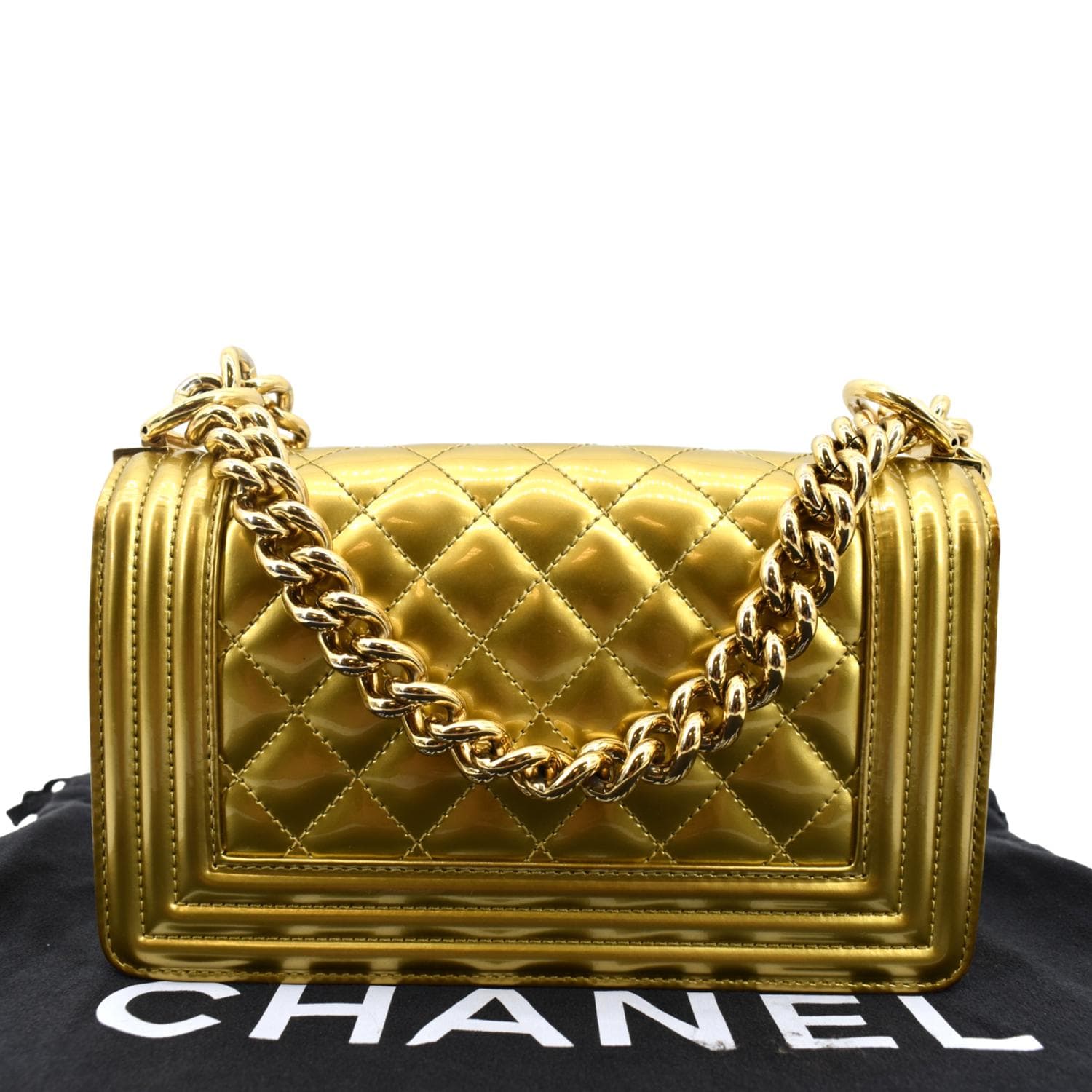 Chanel Boy CC Leather Gold Travel Bag