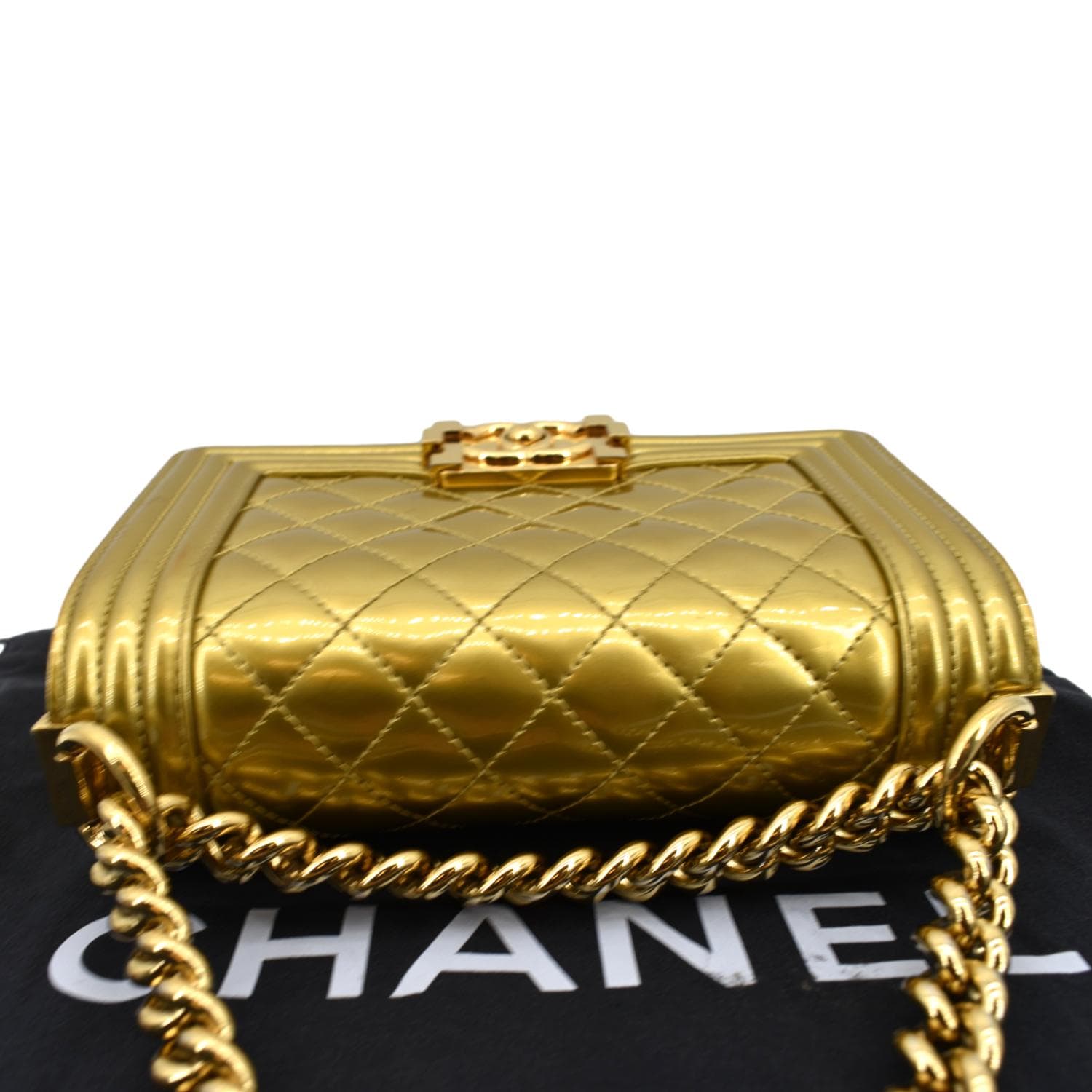 Chanel Boy CC Leather Gold Travel Bag