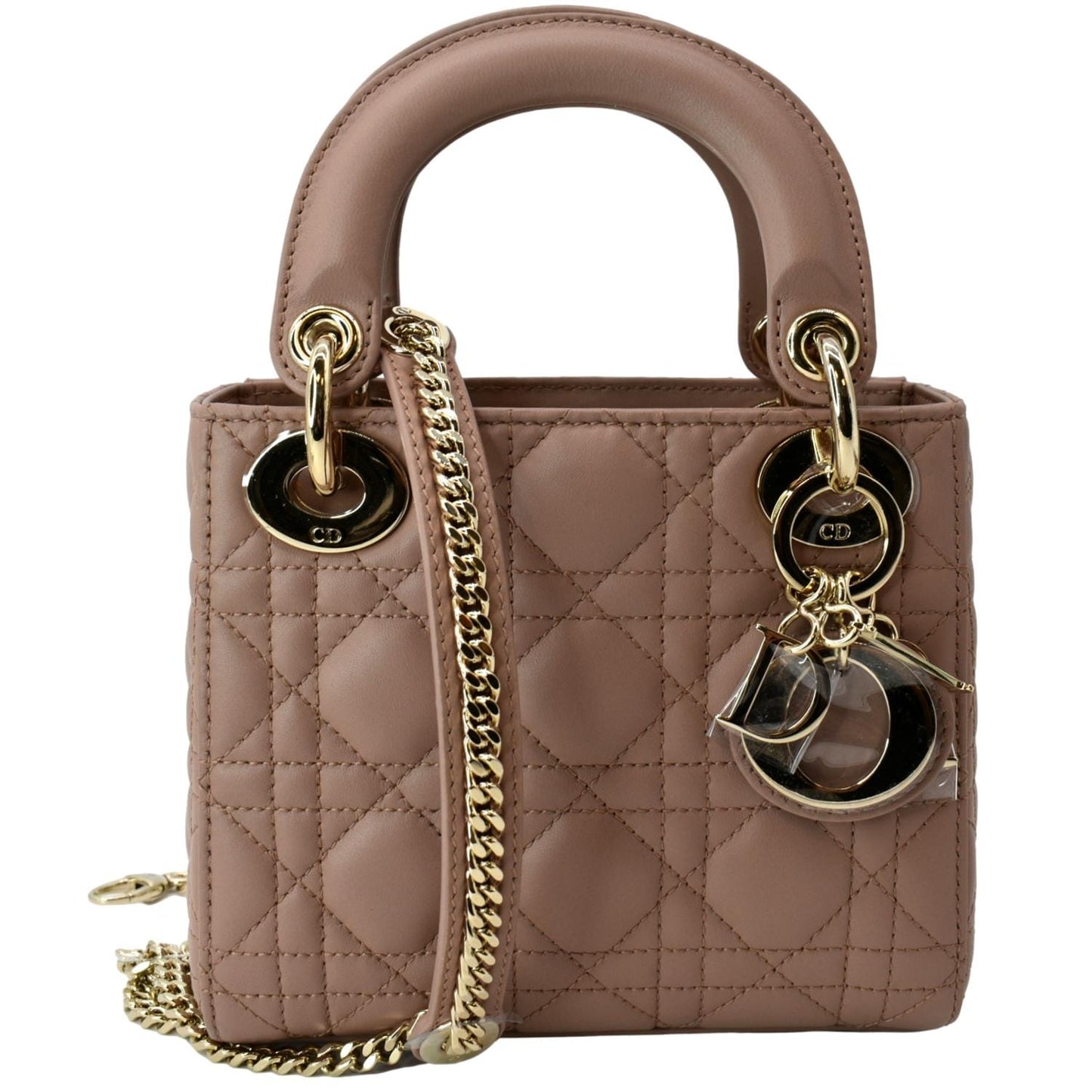 Dior Lady Cannage Calfskin Shoulder Bag Blush Leather Mini