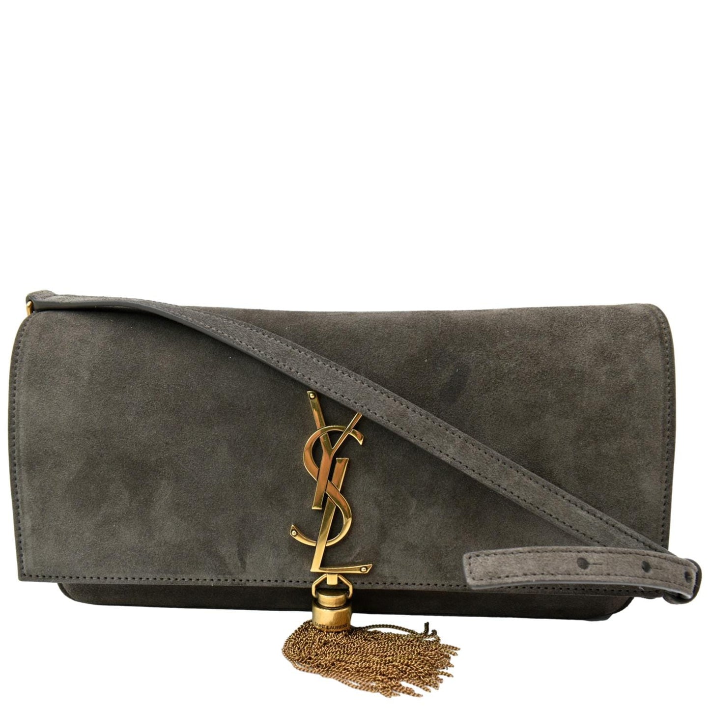 YSL Saint Laurent Saint Kate Shoulder Bag Dark Suede Brown