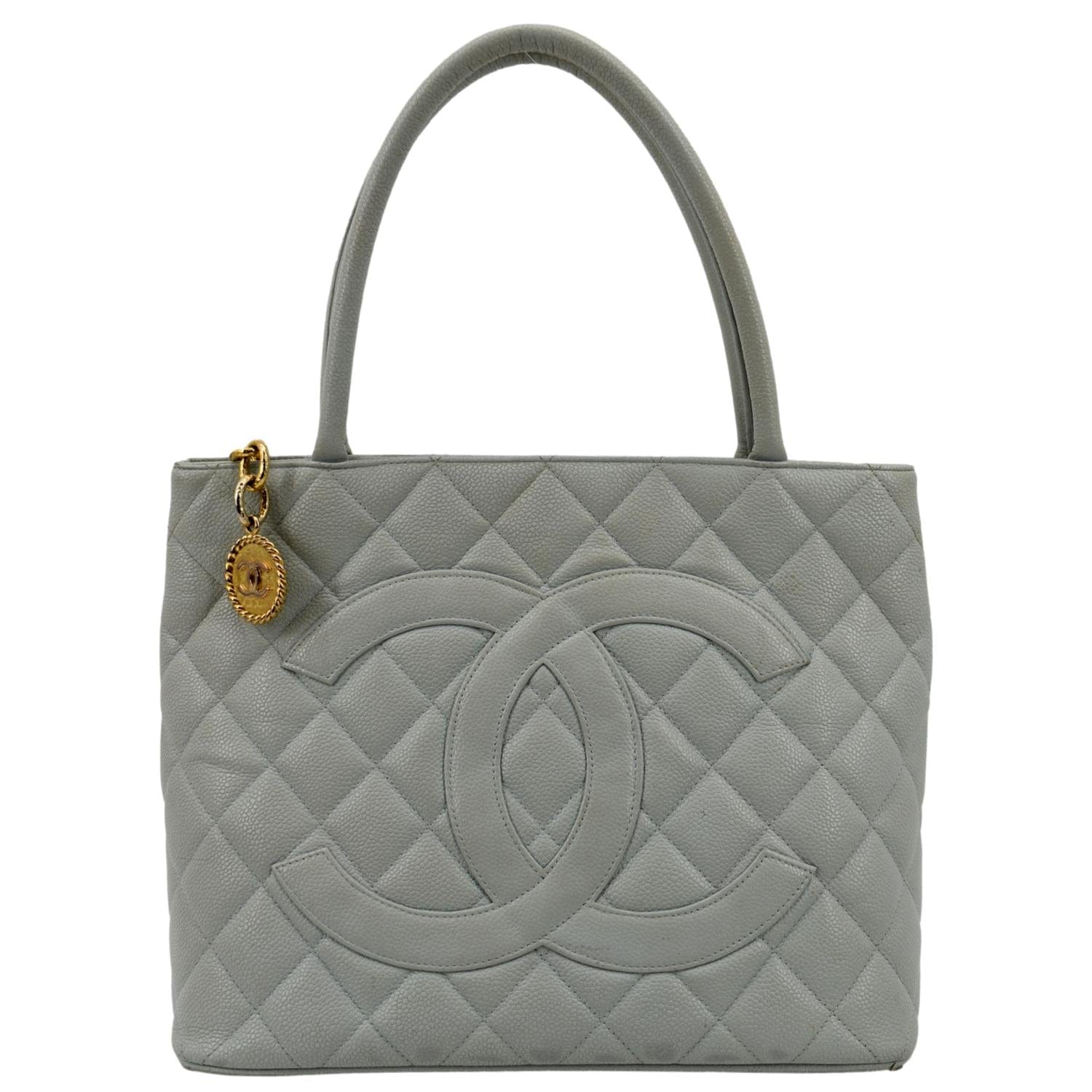 Chanel Medallion Quilted Caviar Leather White Travel Bag