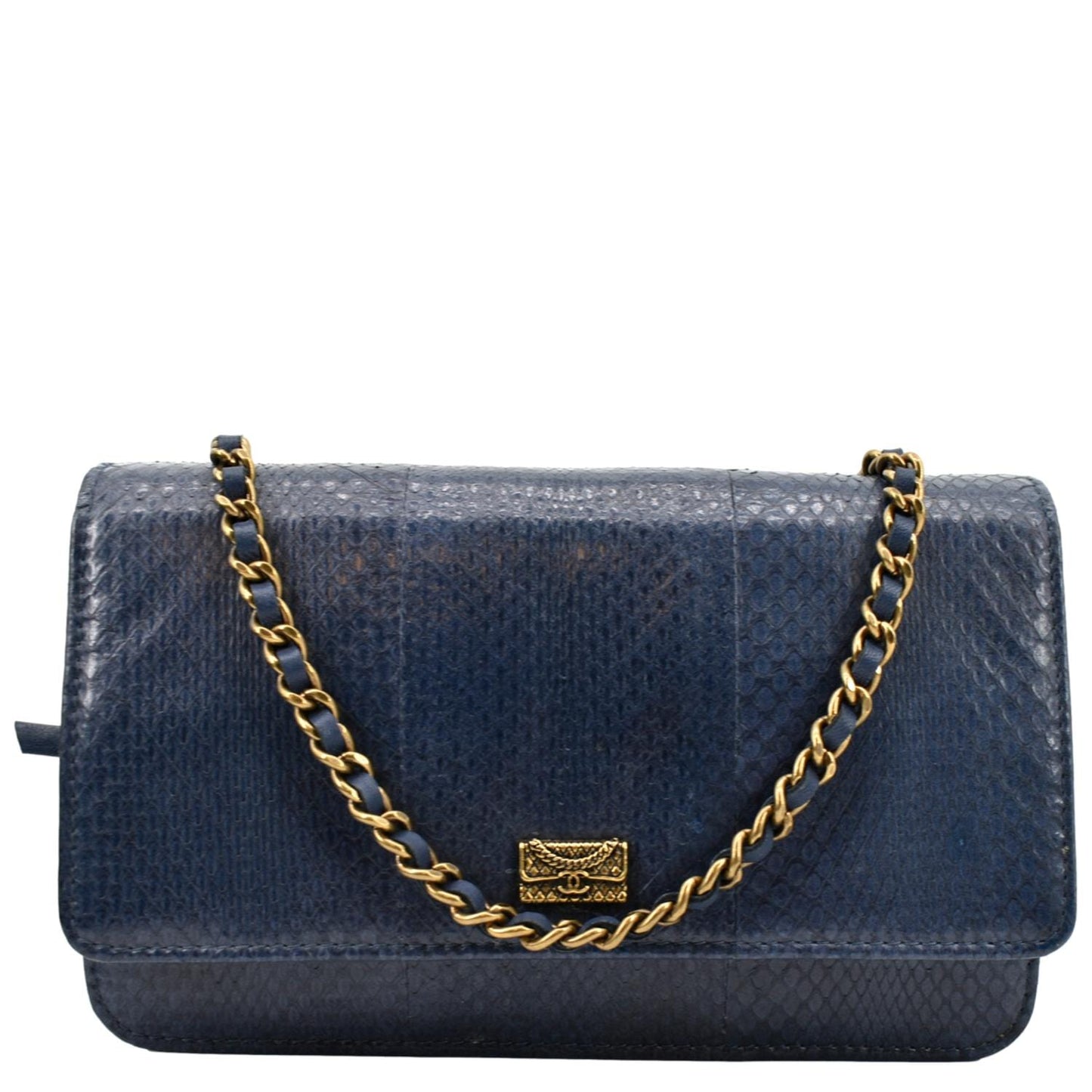 Chanel Charm on Python Leather Blue Key Chain