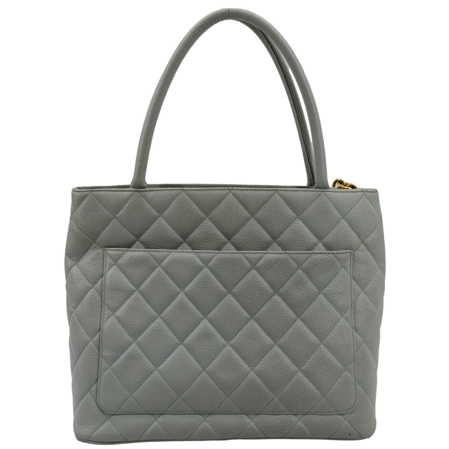 Chanel Medallion Quilted Caviar Leather White Travel Bag