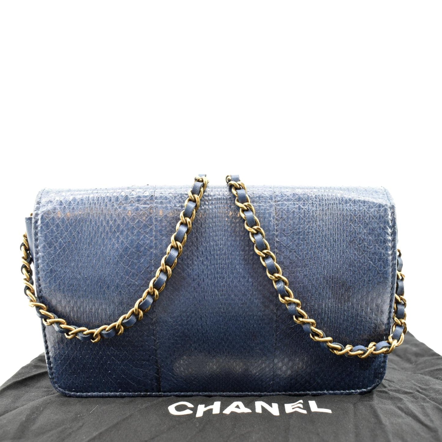 Chanel Charm on Python Leather Blue Key Chain